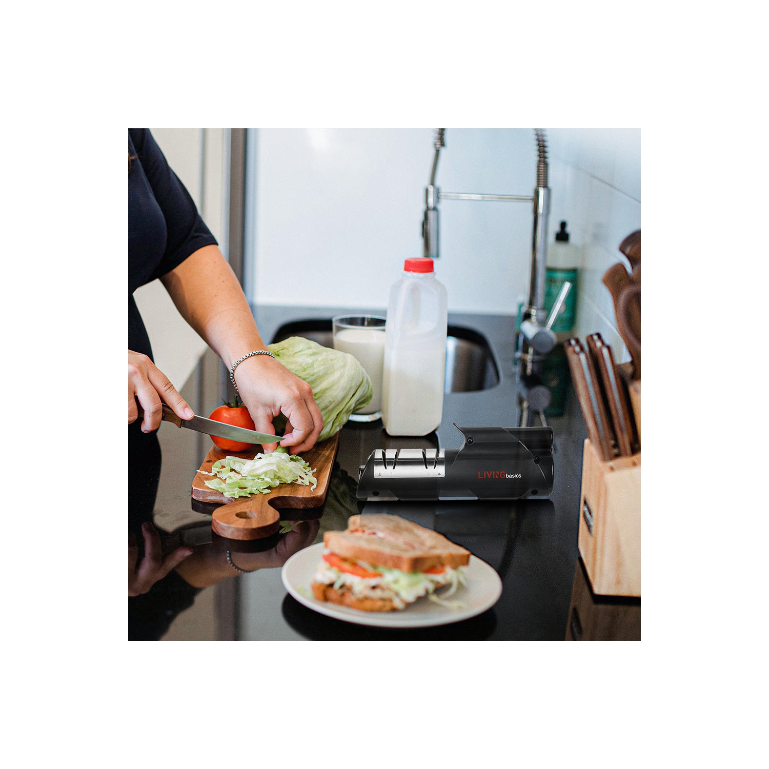 Professional Electric Knife Sharpener for Straight Knives, 2-Stage Knife Sharpening Tool