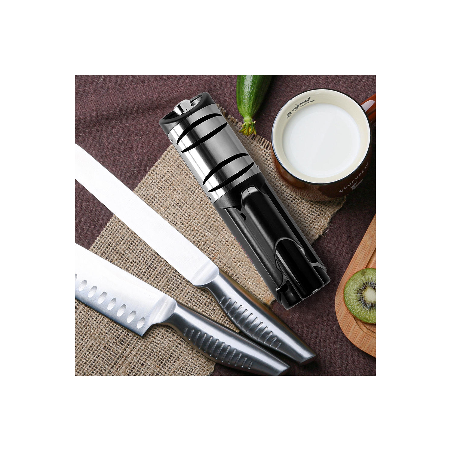 Professional Electric Knife Sharpener for Straight Knives, 2-Stage Knife Sharpening Tool