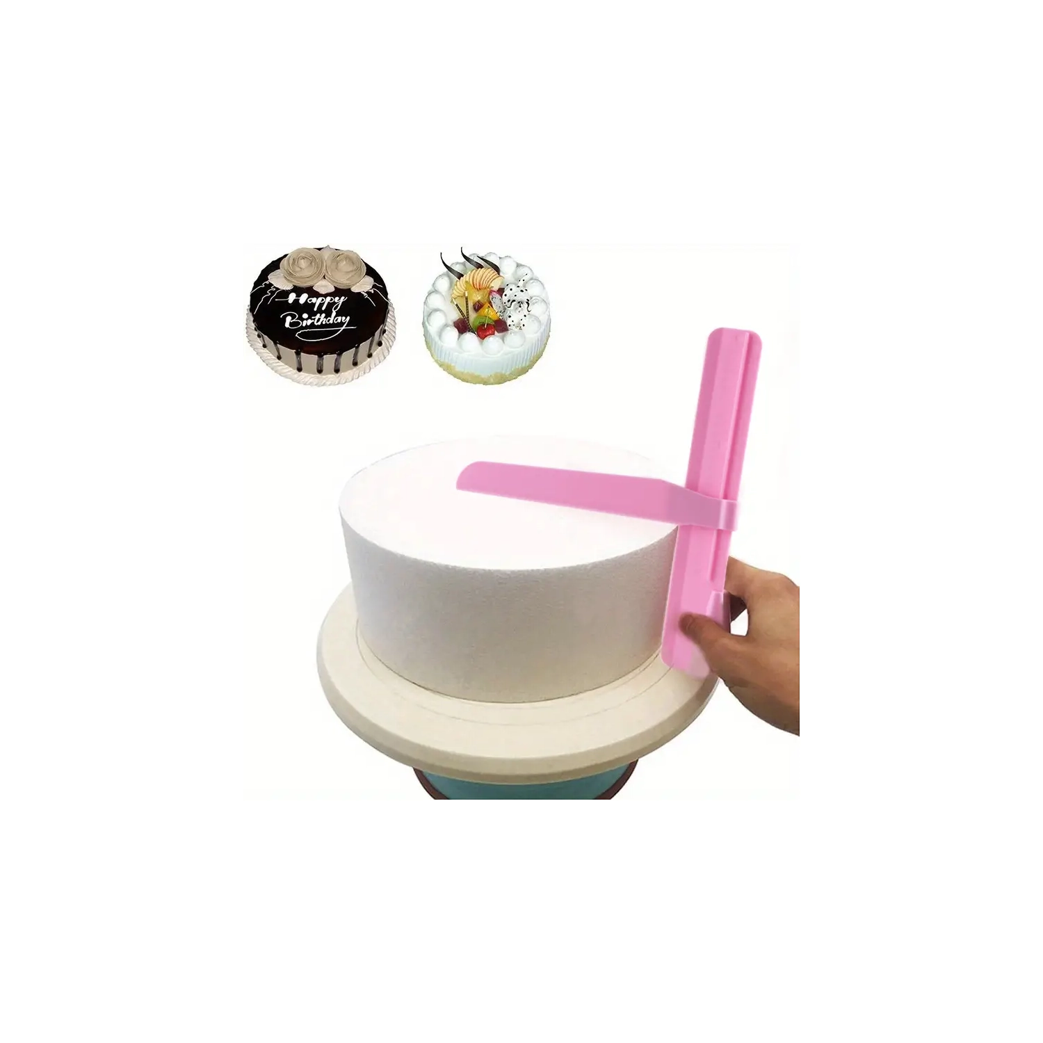 2 Pack Adjustable Edge Smoother Polisher Cake Scraper for Professional Looking Round Cakes/Fondant/Icing Baking Smoother & Polisher