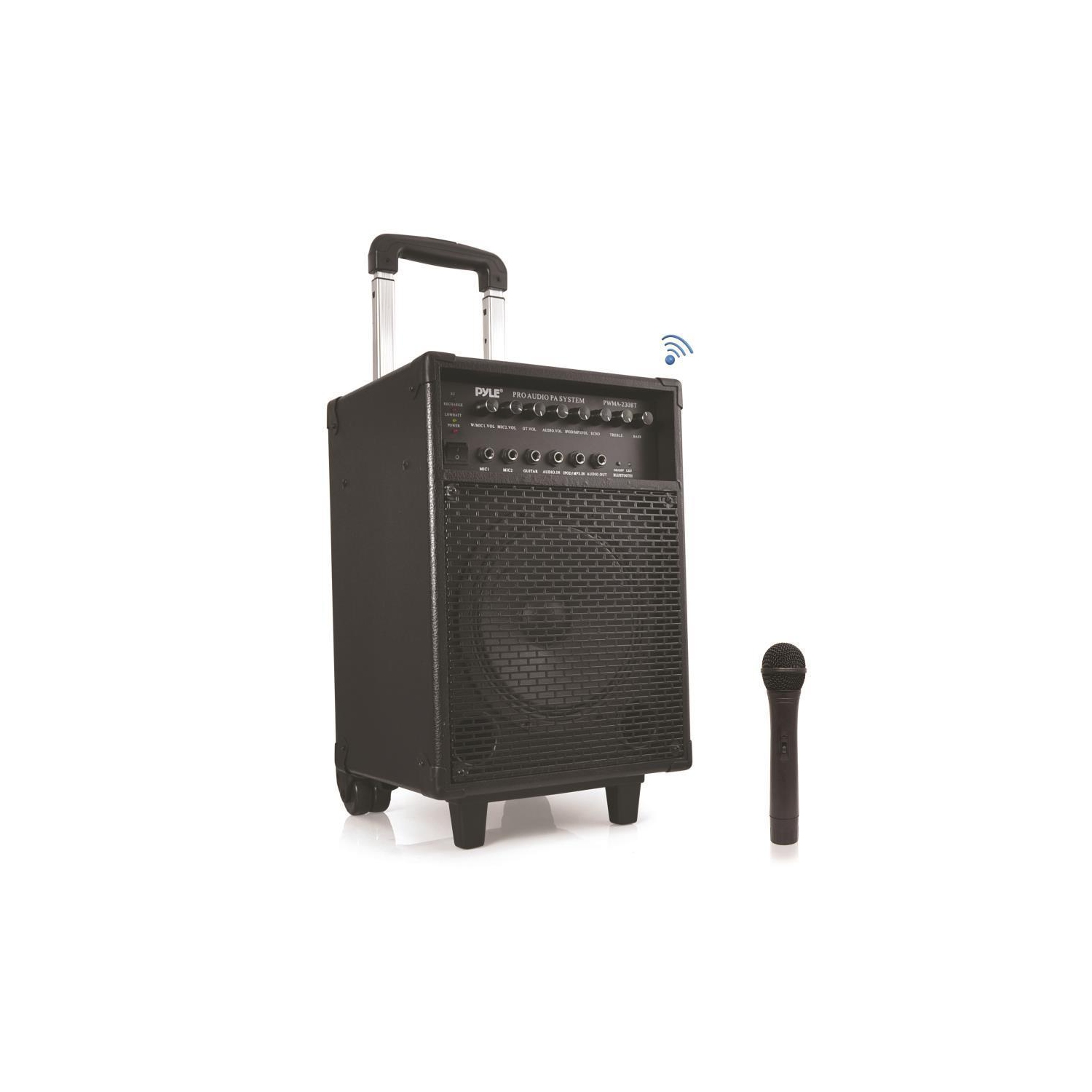 Pyle Wireless Portable Bluetooth Speaker System, Wireless Handheld Mic,