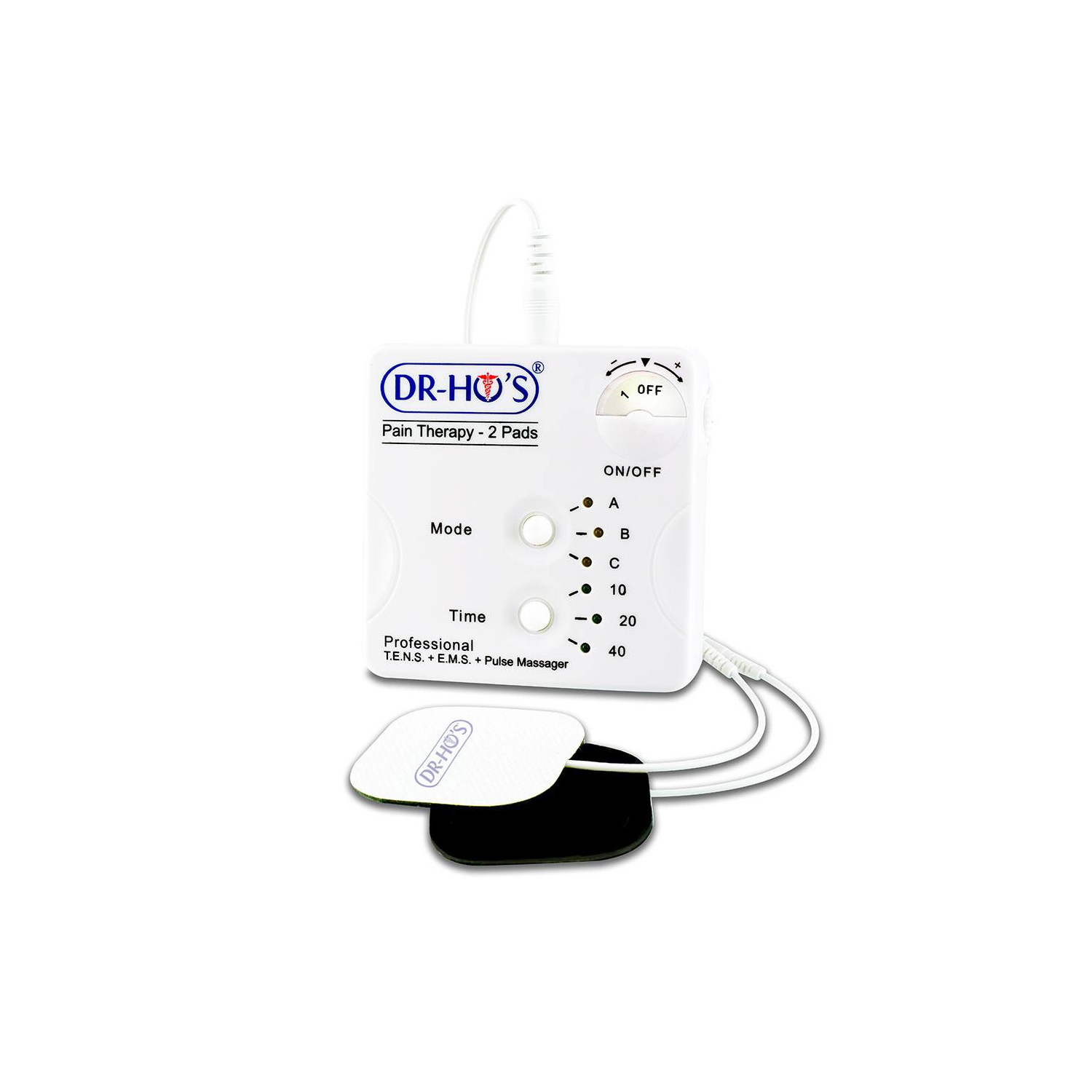 DR-HO'S 2-Pad Pain Therapy TENS - includes a TENS unit, 4 Small Gel Pads, 2 Large Gel Pads, Power Cable, Spray Bottle, Travel Bag, Instructional