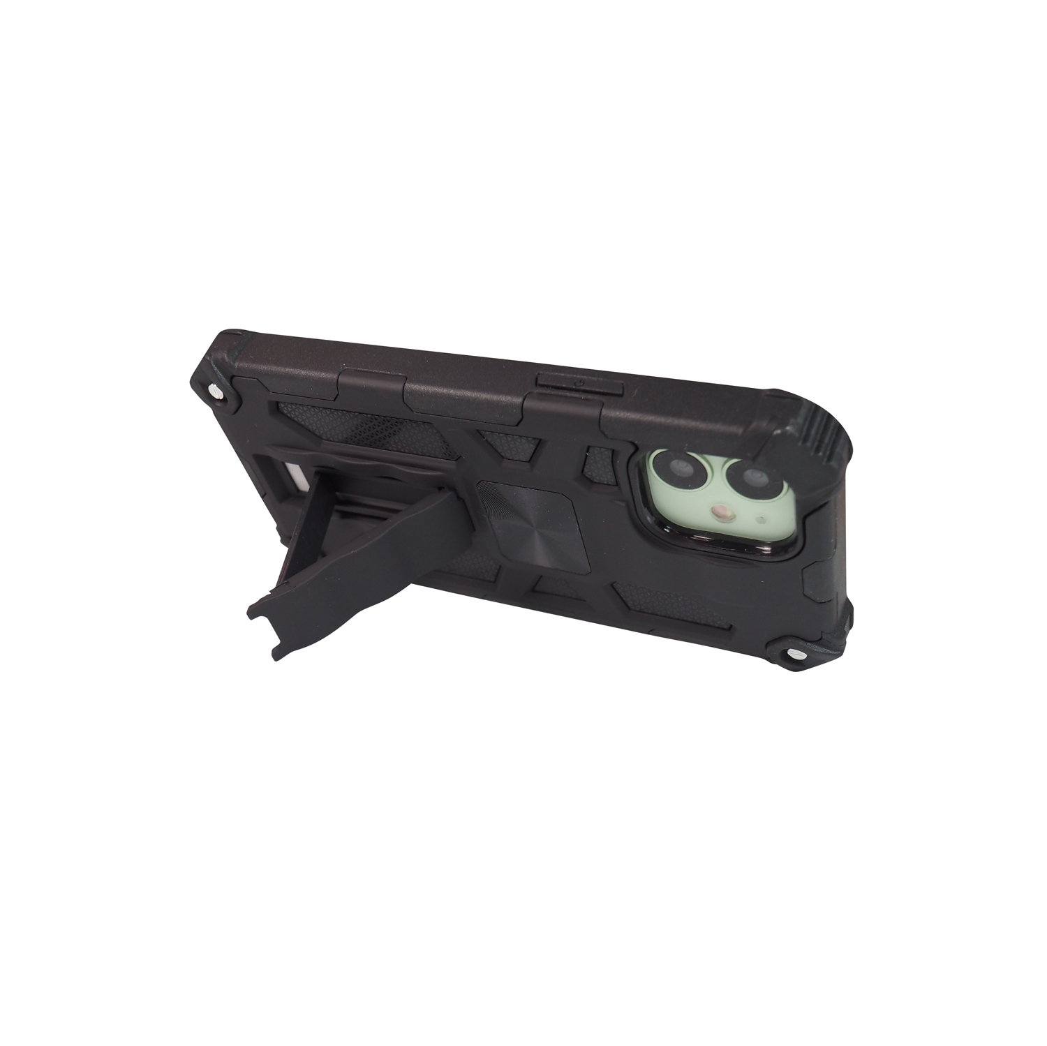 Étui avec support et support magnétique en métal noir d’Exian pour iPhone 12 Mini