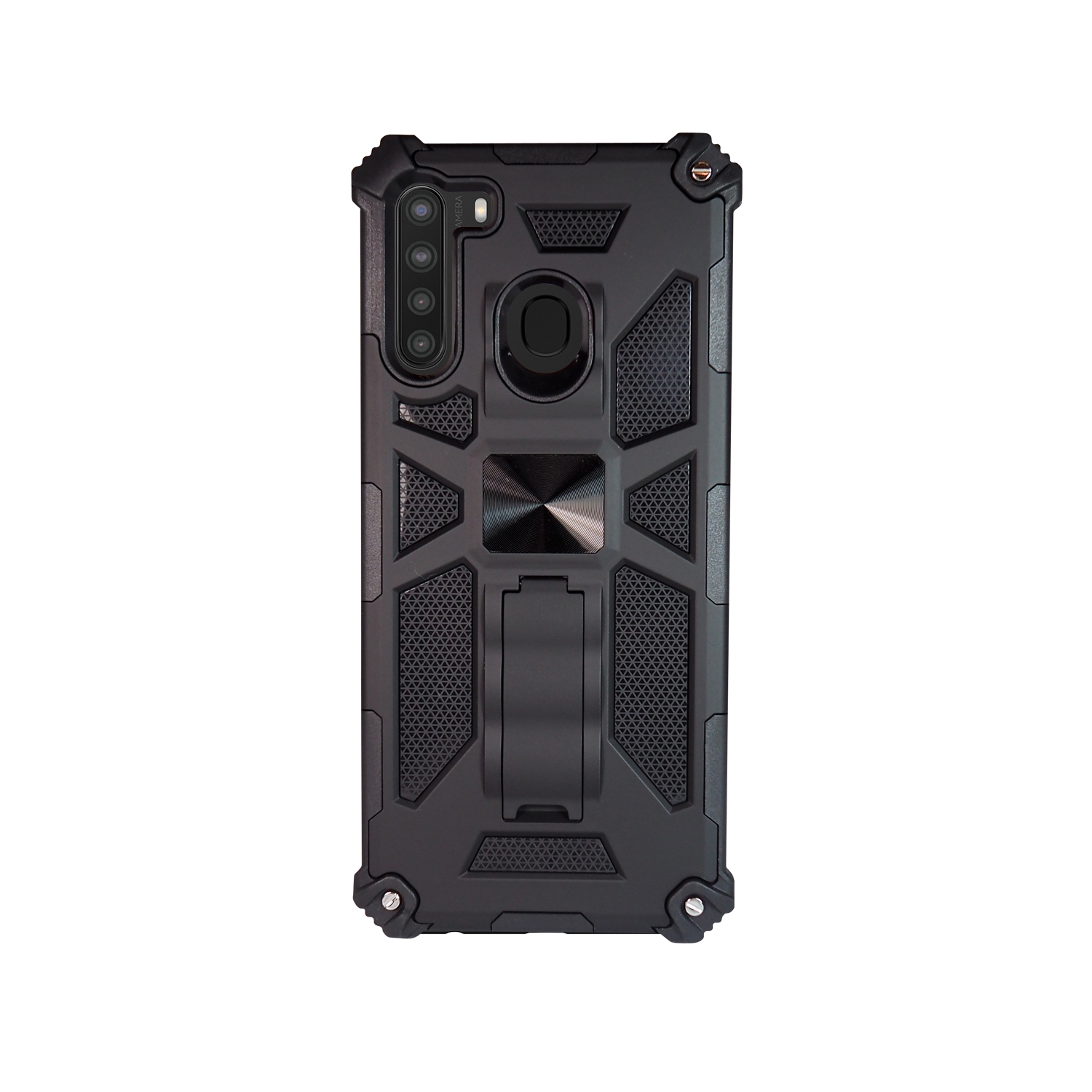 Étui en forme de véhicule blindé d’Exian avec support et noir métallique magnétique pour Galaxy A21 2020 de Samsung