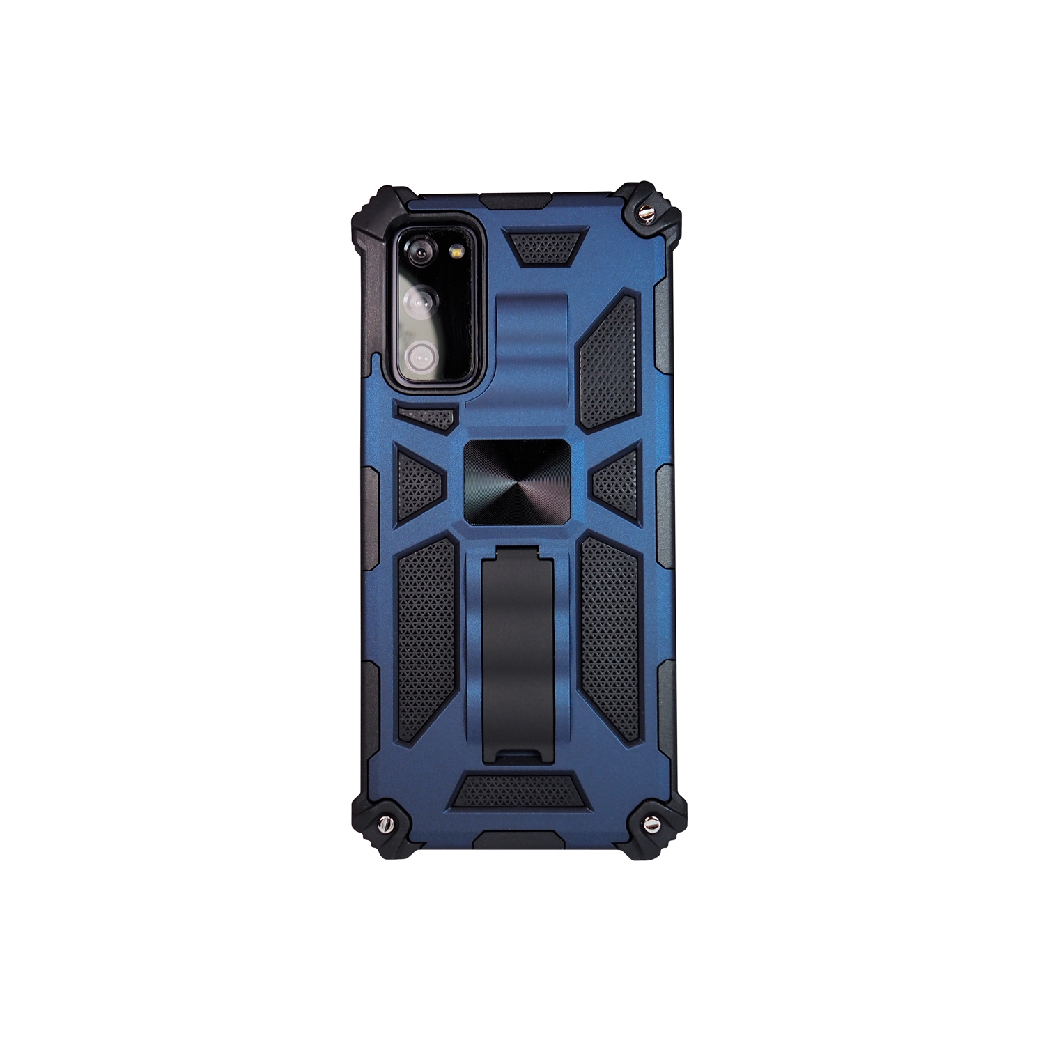 Étui Armored d’Exian avec support et métal magnétique bleu pour Galaxy S20 FE de Samsung