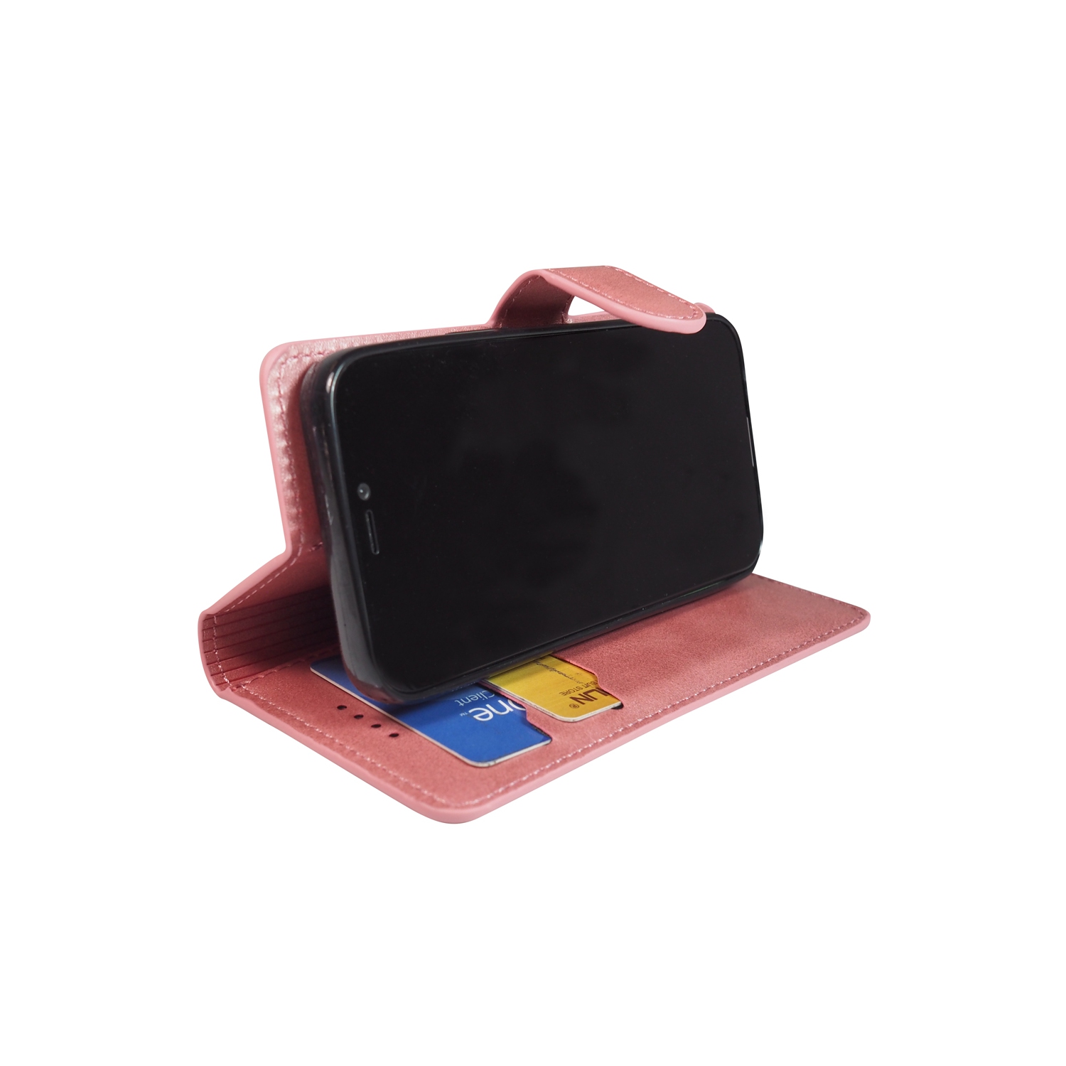 Portefeuille en similicuir rose en polyuréthane d’Exian pour iPhone 12/12 Pro