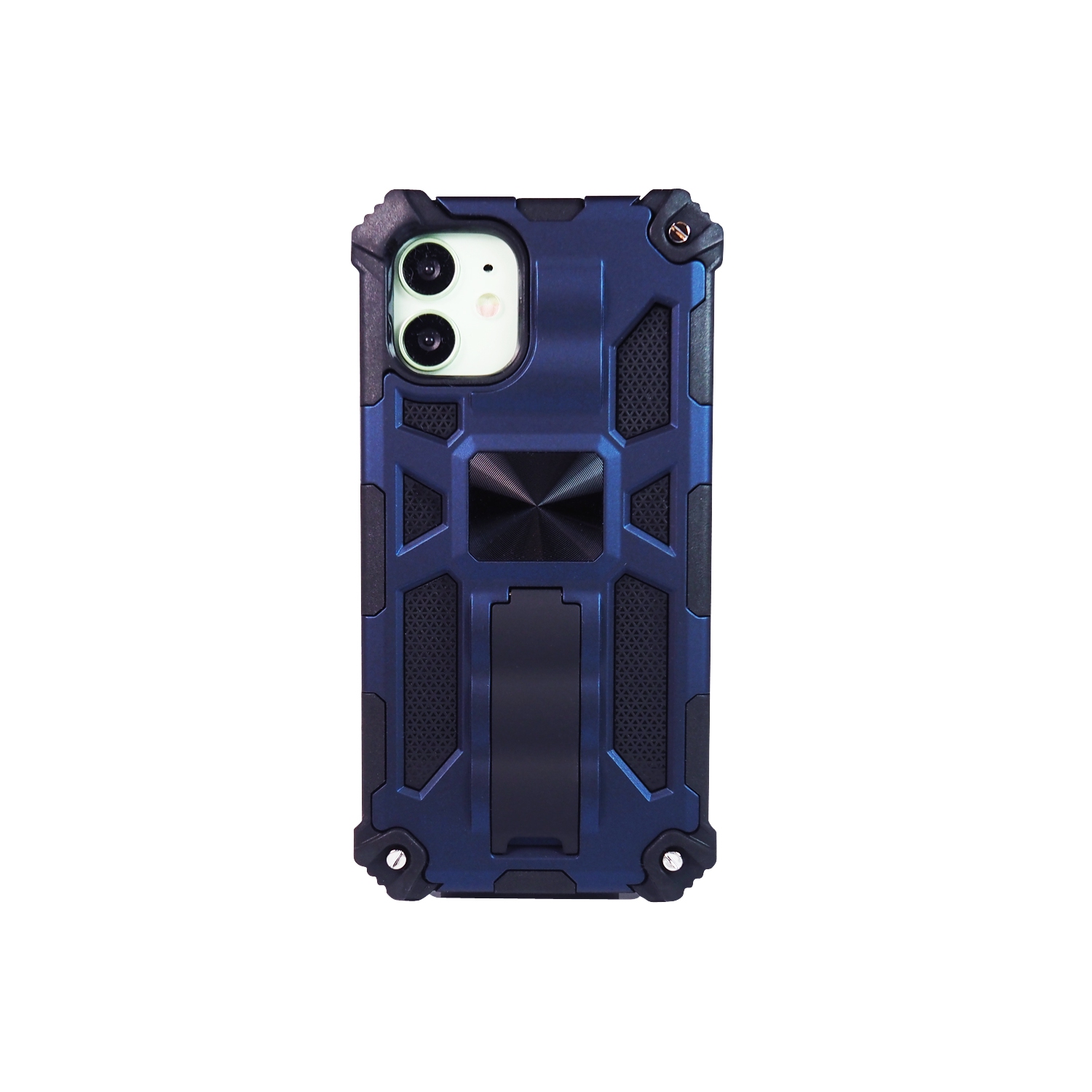 Étui avec support et support en métal magnétique bleu marine d’Exian pour iPhone 12 Mini