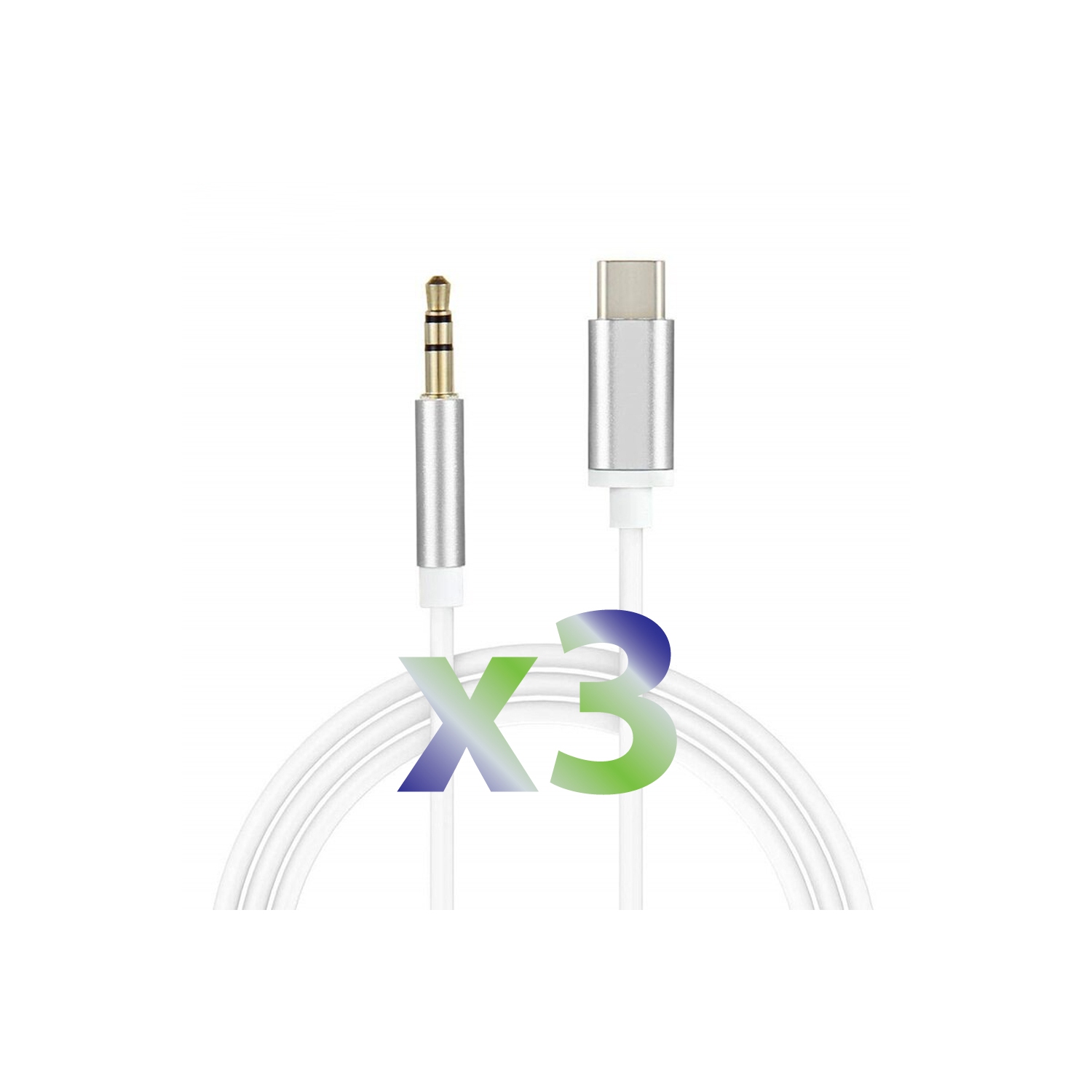 Exian Type-C / USB C to Aux 3.5mm Cable White 1M 3/Pkg
