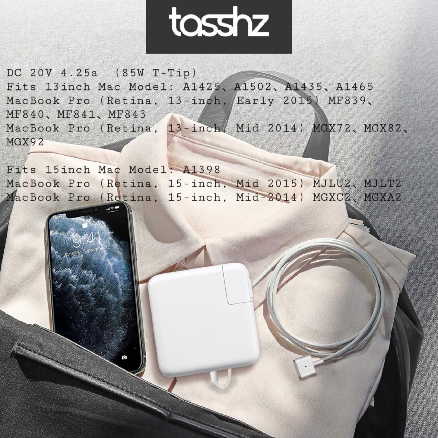 TASSHZ 85W Magsafe 2 Power Adapter Charger T-Type Compatible with