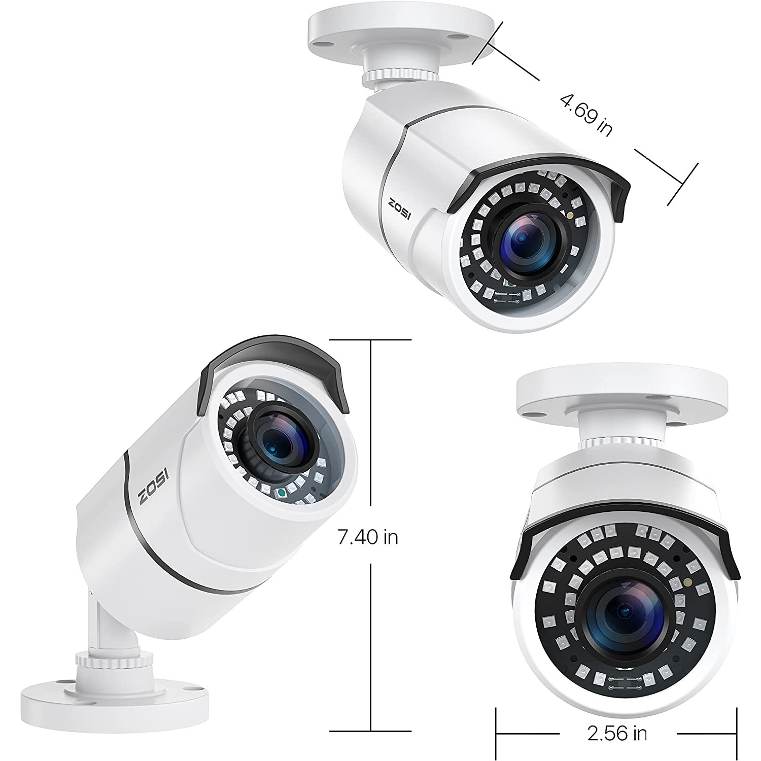 ZOSI Add-On Wired 1080P 2MP Hybrid 4-in-1 Outdoor Surveillance Camera for TVI/CVI/AHD/CVBS DVR Security Camera System, 120ft Night Vision, IP67,