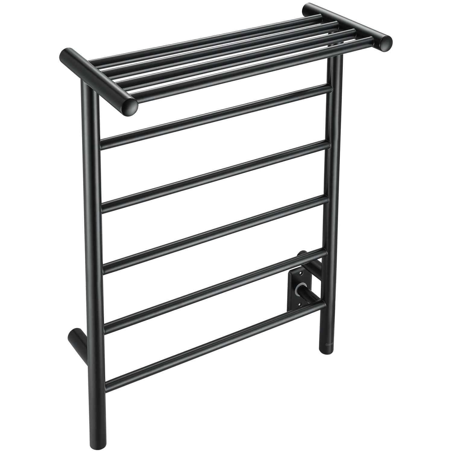 Ancona Miazzo 5-Bar Electric Wall Mount Plug-In and Hardwire Towel Warmer with Shelf in Matte Black
