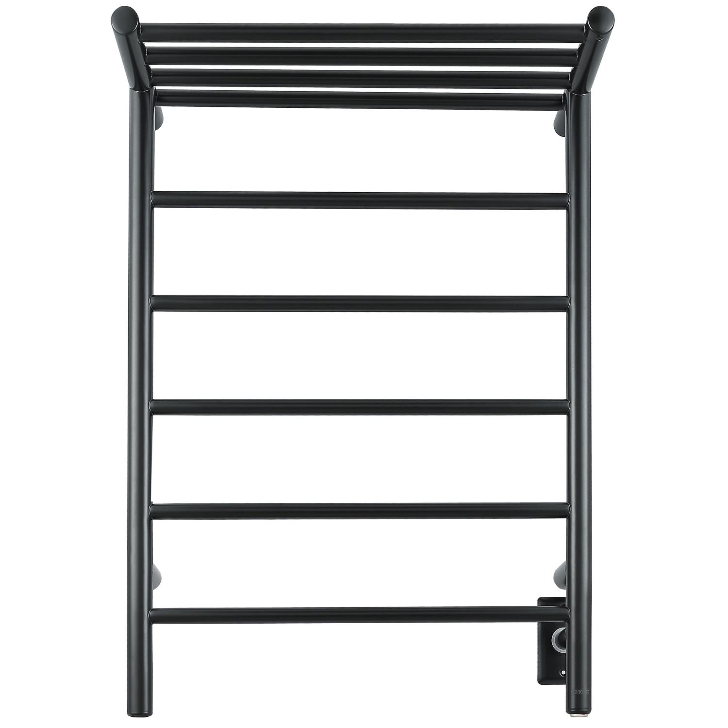 Ancona Miazzo 5-Bar Electric Wall Mount Plug-In and Hardwire Towel Warmer with Shelf in Matte Black