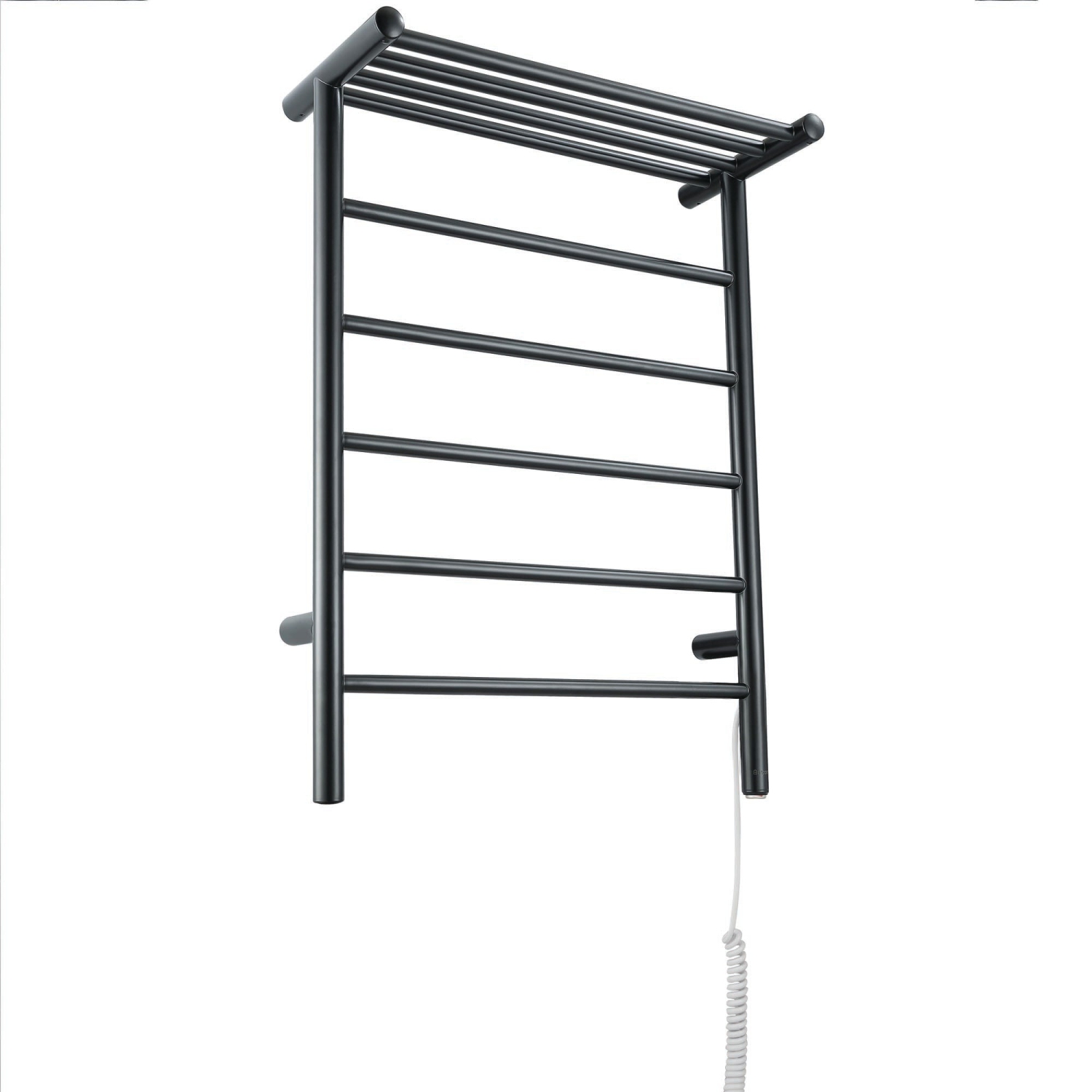 Ancona Miazzo 5-Bar Electric Wall Mount Plug-In and Hardwire Towel Warmer with Shelf in Matte Black