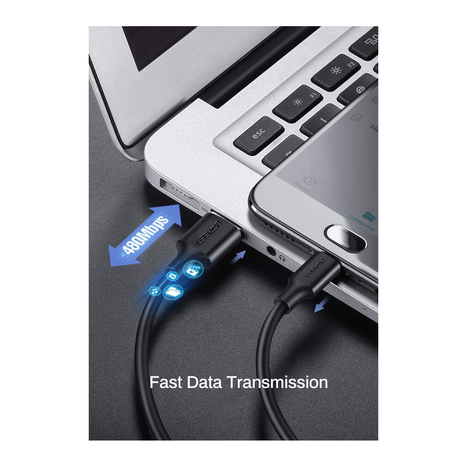 Ugreen Micro USB Data and Charge Cable, Black, 1 Meter