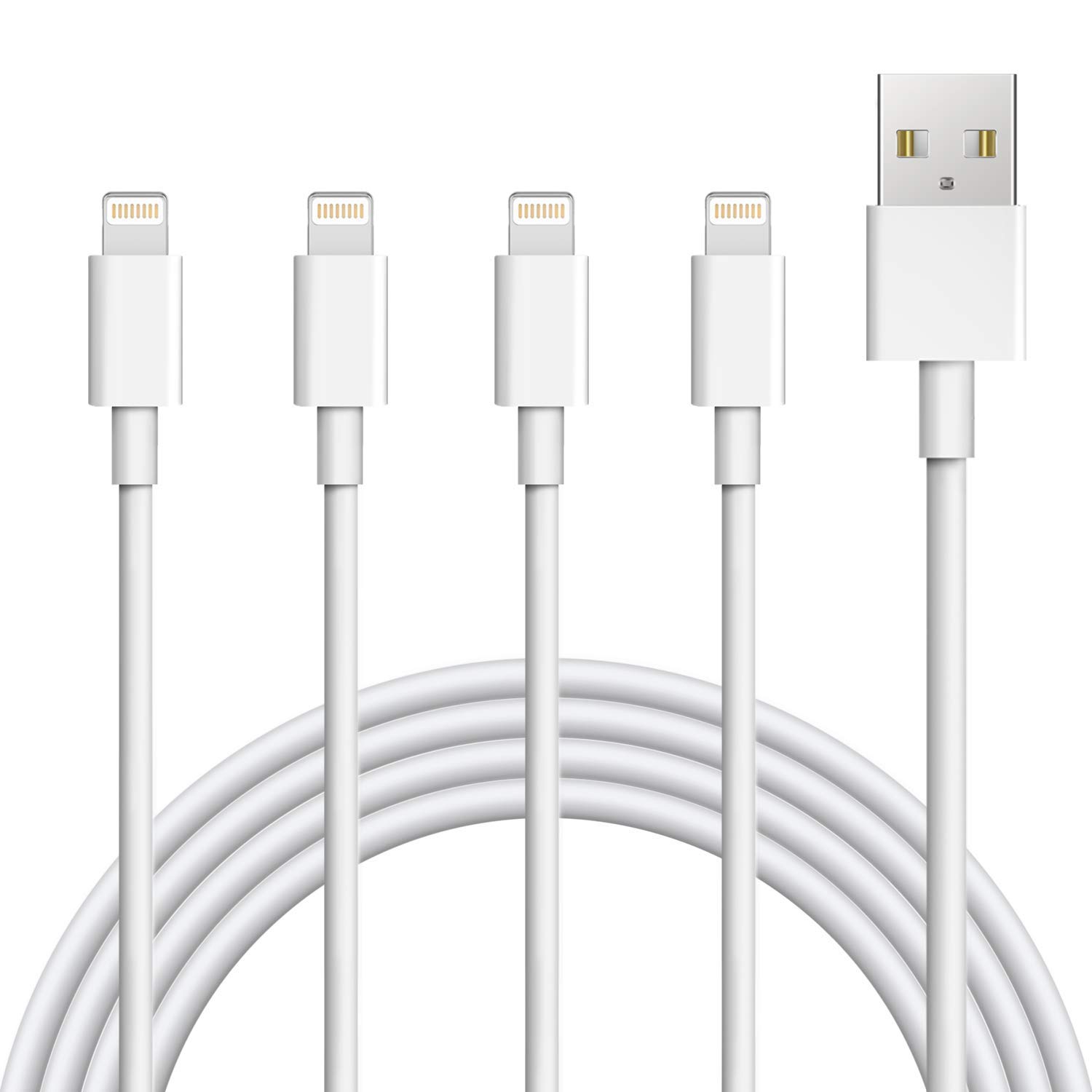 (4PK)[Apple MFi Certified] iPhone/iPad Charging/Charger Cord Lightening to USB Cable Fast Charging and Syncing for iPads,iPods and iPhone X/8/7/6s/6/plus/5s/5c/SE (FREE SHIPPING)
