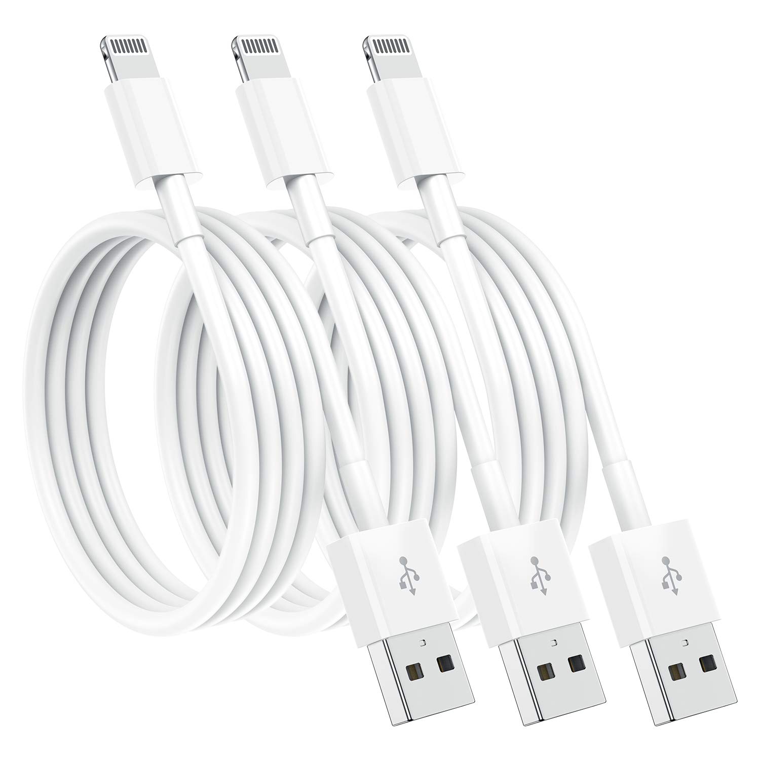 Cableshark 3 Pack Apple Compatible iPhone Charger 3ft, Apple Lightning to USB Cable 3 Foot, Fast Apple Chargers for iPhone 11/11Pro/11Max/ X/XS/XR/XS Max/8/7/6/5S/SE