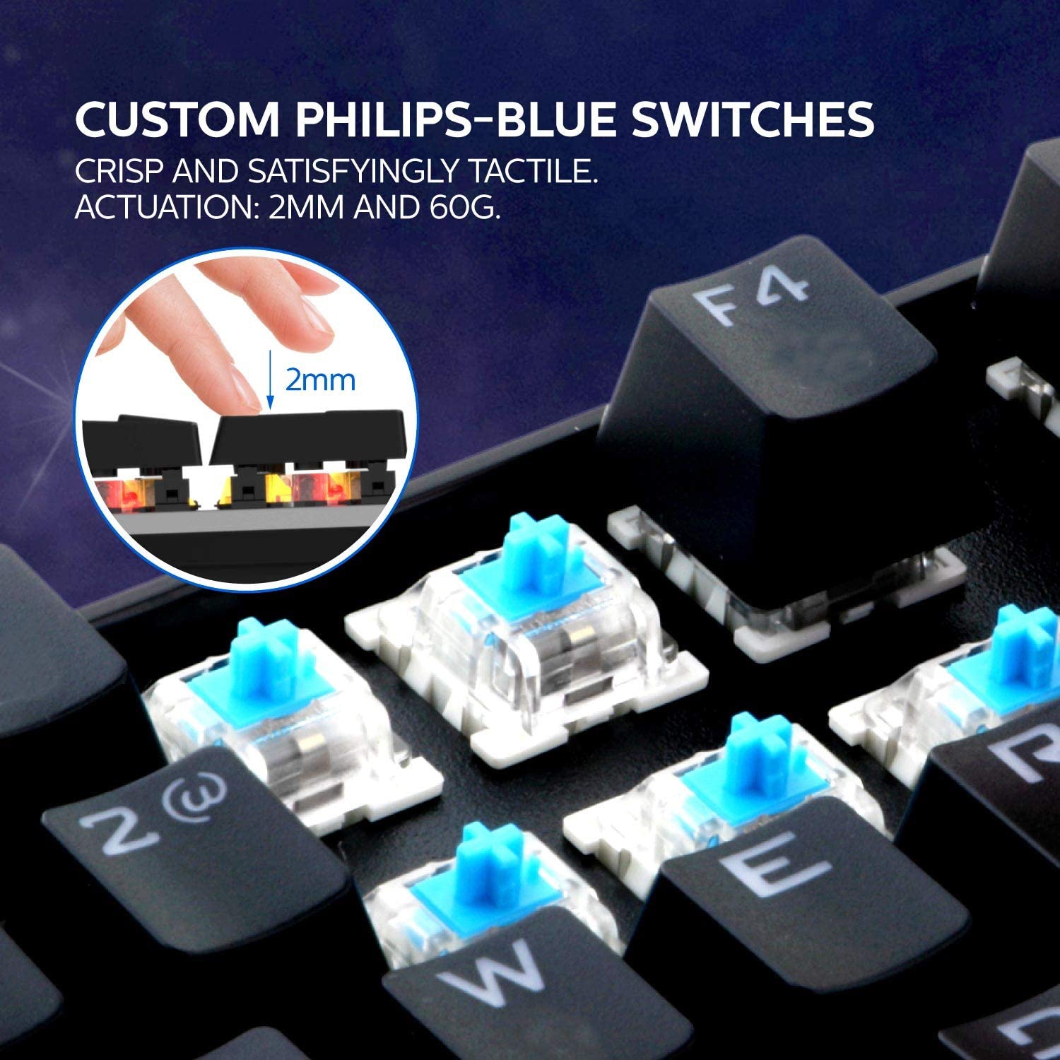 Philips Wired Mechanical RGB Gaming Keyboard | 16 Ambiglow Chroma FX & Customizable Key Light Maps | Anti-Ghosting, N-Key Rollover | Quick-Trigger,