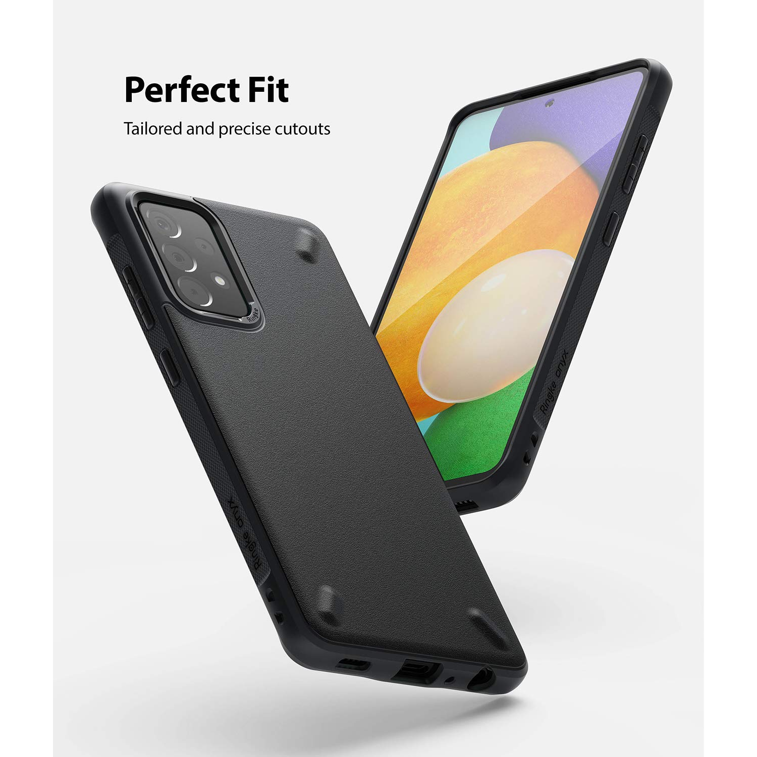 Ring Onyx compatible avec le Galaxy A52 4G, le Galaxy A52 5G, l’étui antichoc robuste en TPUR, noir