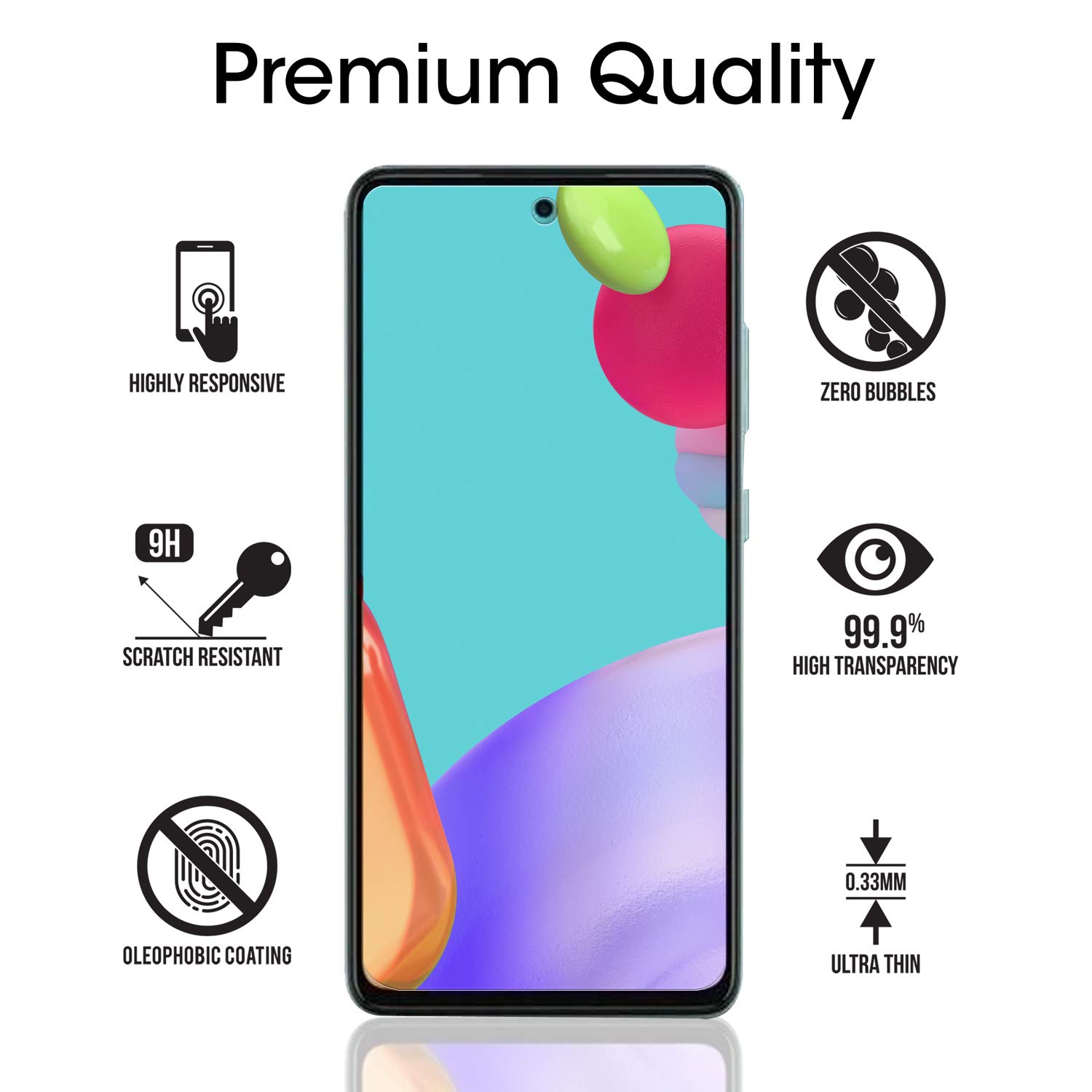 (3 Pack) amFilm Tempered Glass Screen Protector for Samsung Galaxy A52/ S20 FE 6.5'' with Easy Installation Handles, HD Clea