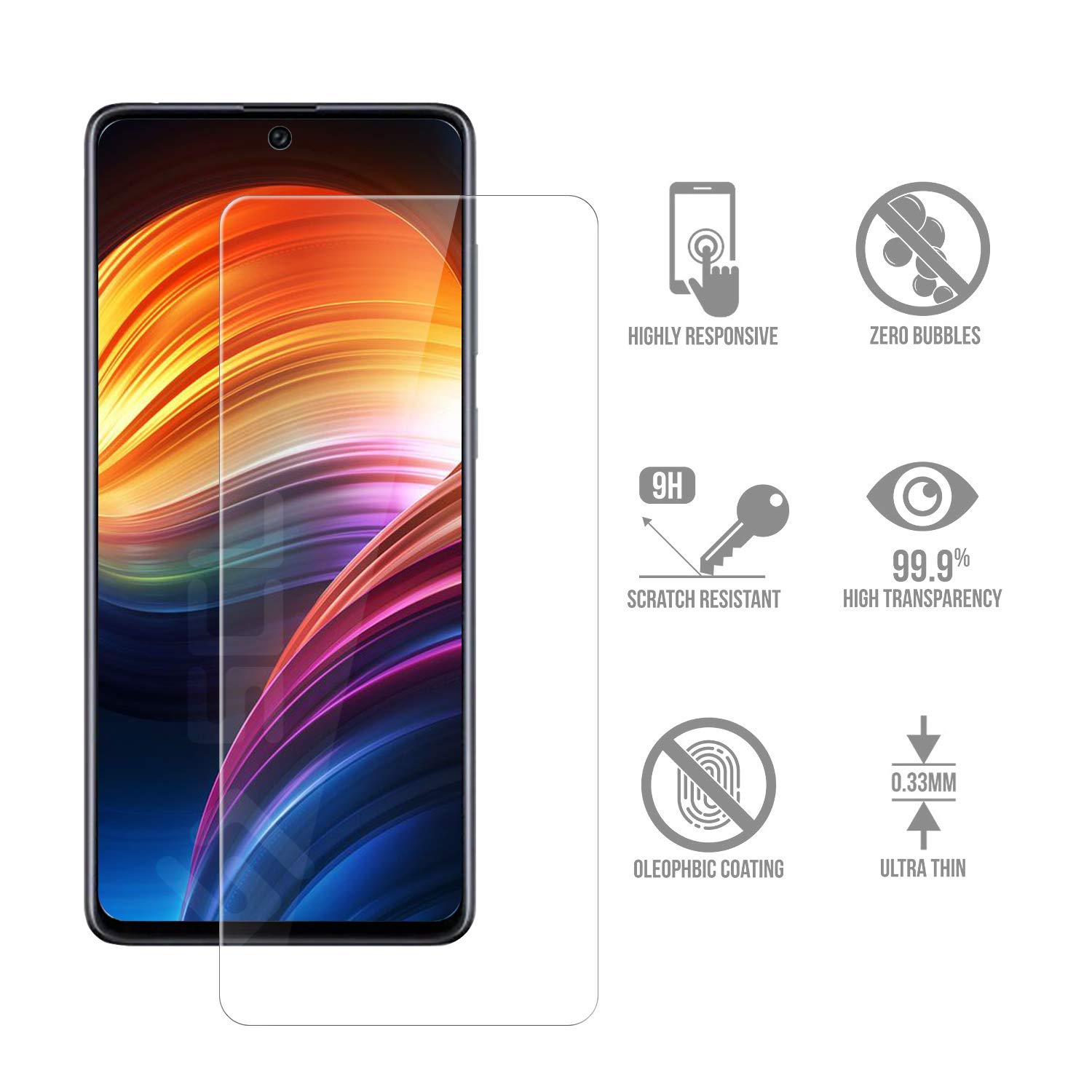 SCL Screen Protector Compatible with Samsung Galaxy A72/A71,9H Tempered Glass 3 Pack ,2.5D Rounded Edge,Anti-Scratch,Less-Fi