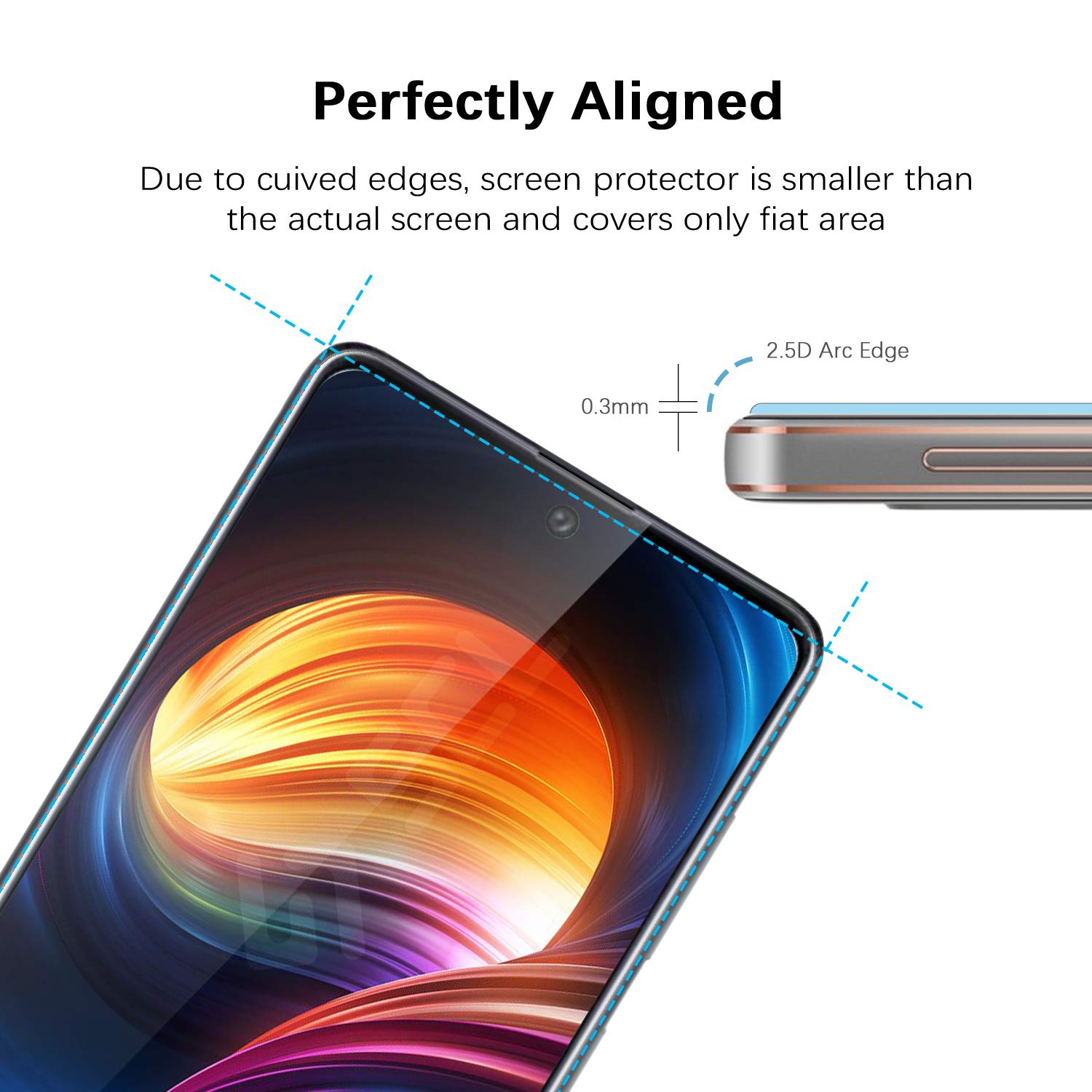 SCL Screen Protector Compatible with Samsung Galaxy A72/A71,9H Tempered Glass 3 Pack ,2.5D Rounded Edge,Anti-Scratch,Less-Fi