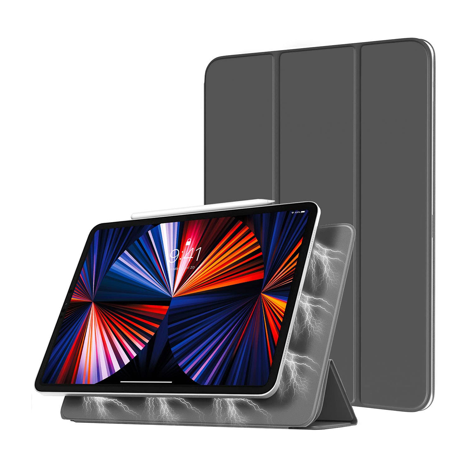TiMOVO Case for New iPad Pro 12.9 inch 2021 (5th Gen), Support 2nd Gen APPLE Pencil Charging Strong Magnetic Trifold Stand