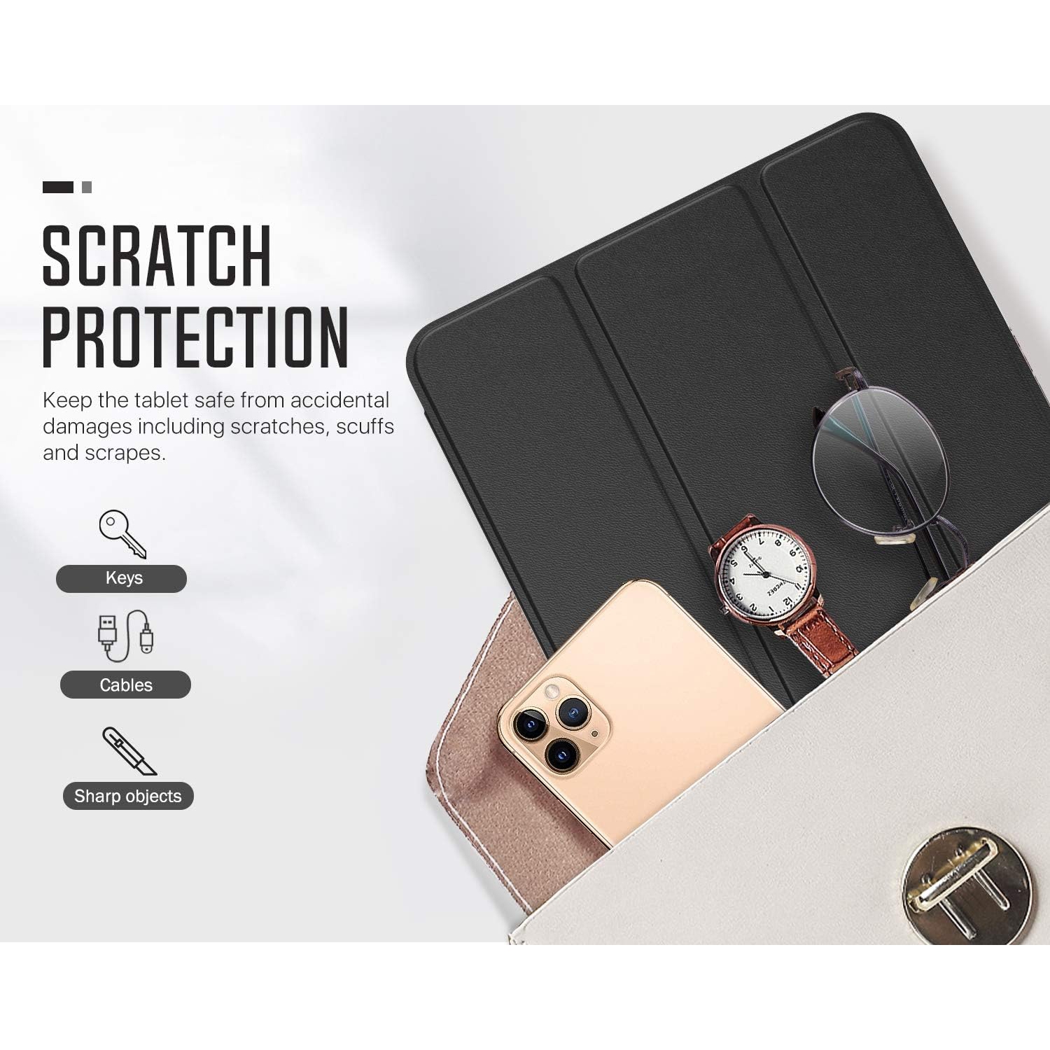 Case Fit New iPad Pro 11 4th Generation 2022/iPad Pro 11 3rd Gen 2021, [Support Apple Pencil Charging] Slim Trifold Hard Back Shell Protective Smart