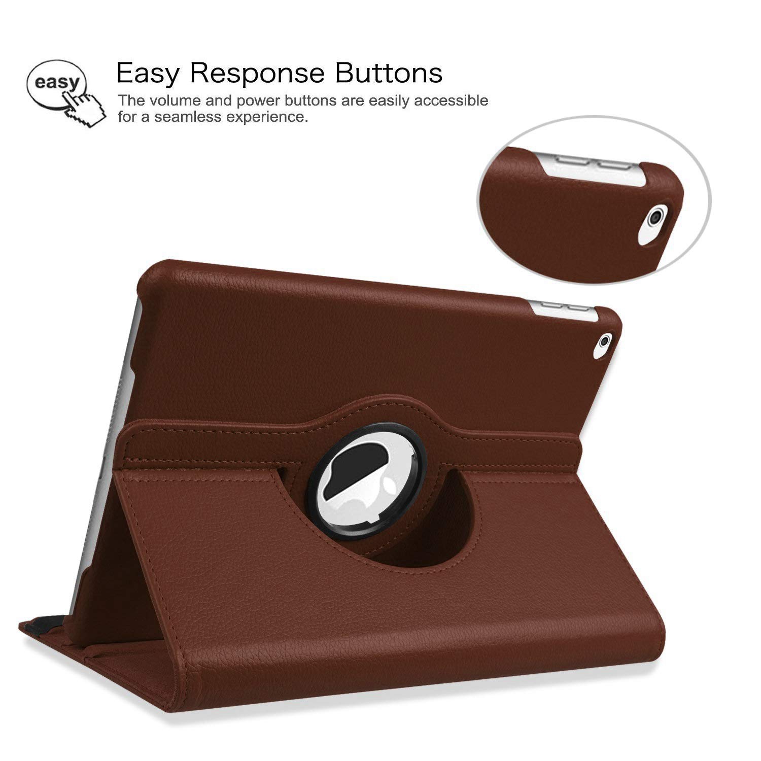 Nouvel étui en cuir pour iPad 2017 9,7 po/iPad Air 2, étui intelligent avec support pivotant sur 360 degrés et fonction de veille automatique pour