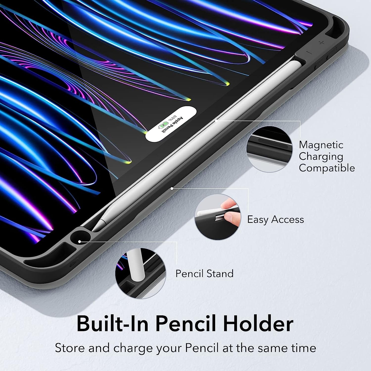 iPad Pro 11 2021 Case with Pencil Holder, iPad Pro 3rd Generation 11 Inch Case with Flexible Back Cover, Portrait and Landscape Stand, Rebound Series