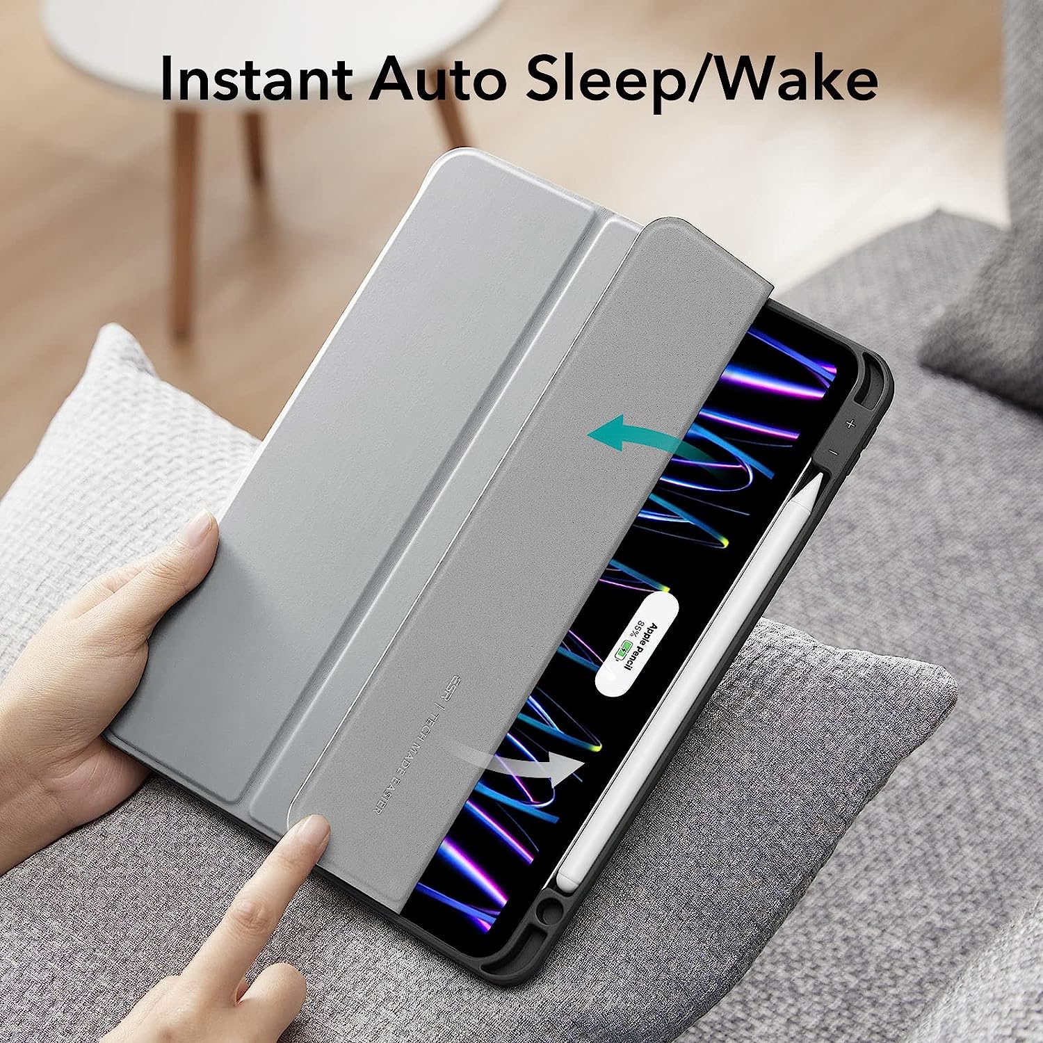 iPad Pro 11 2021 Case with Pencil Holder, iPad Pro 3rd Generation 11 Inch Case with Flexible Back Cover, Portrait and Landscape Stand, Rebound Series