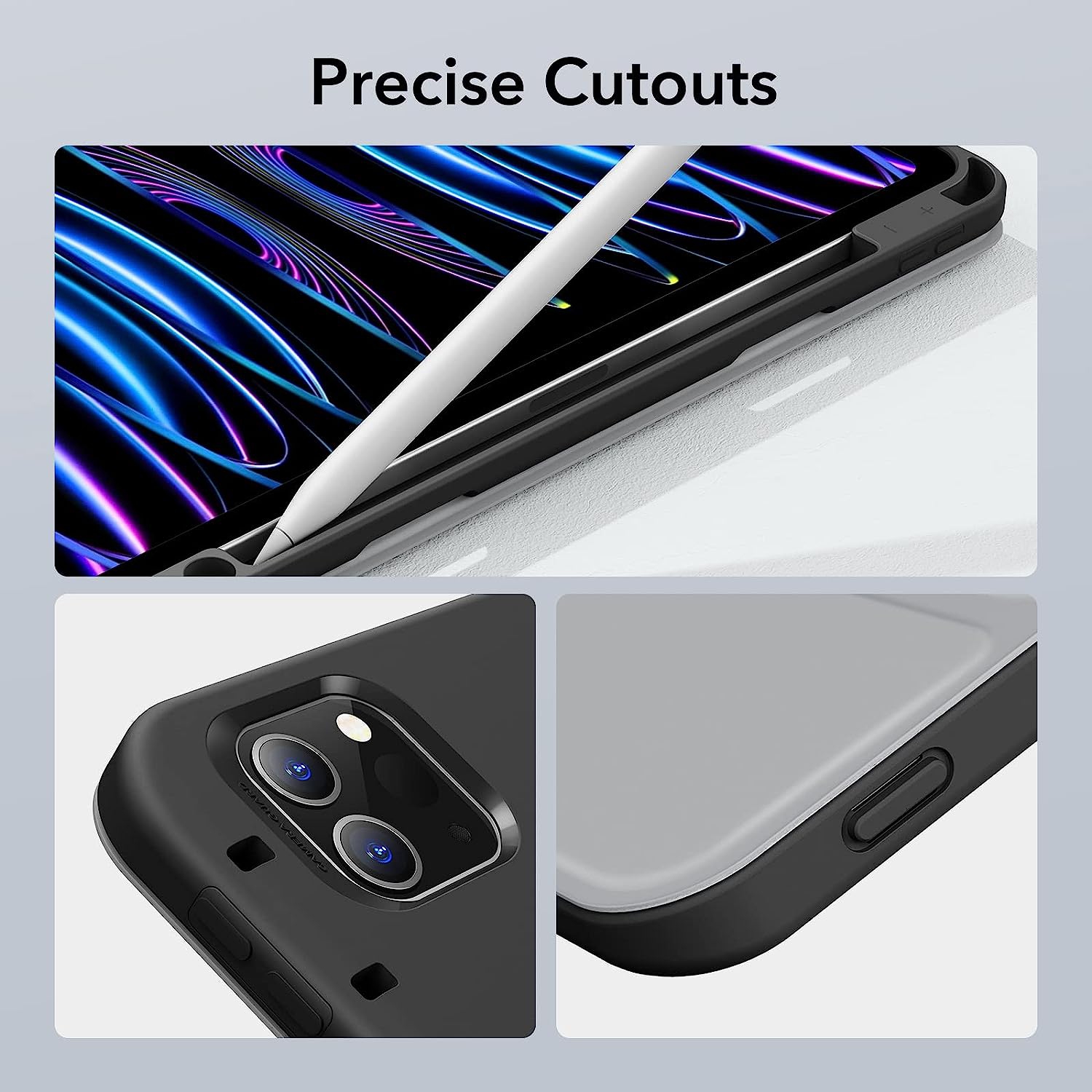 iPad Pro 11 2021 Case with Pencil Holder, iPad Pro 3rd Generation 11 Inch Case with Flexible Back Cover, Portrait and Landscape Stand, Rebound Series