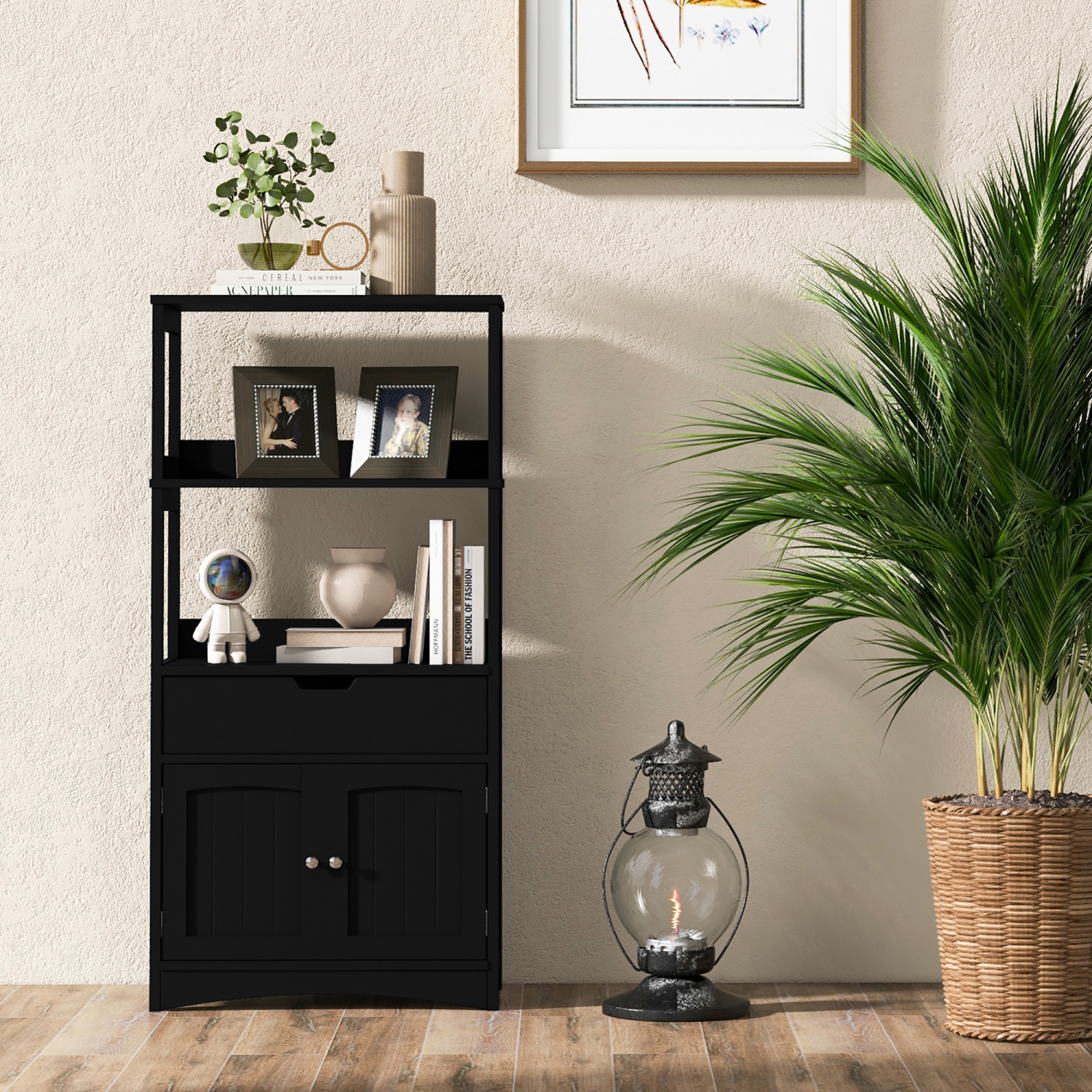 Gymax Armoire de rangement de Salon,Salle de Bain avec Étagère à Tiroirs