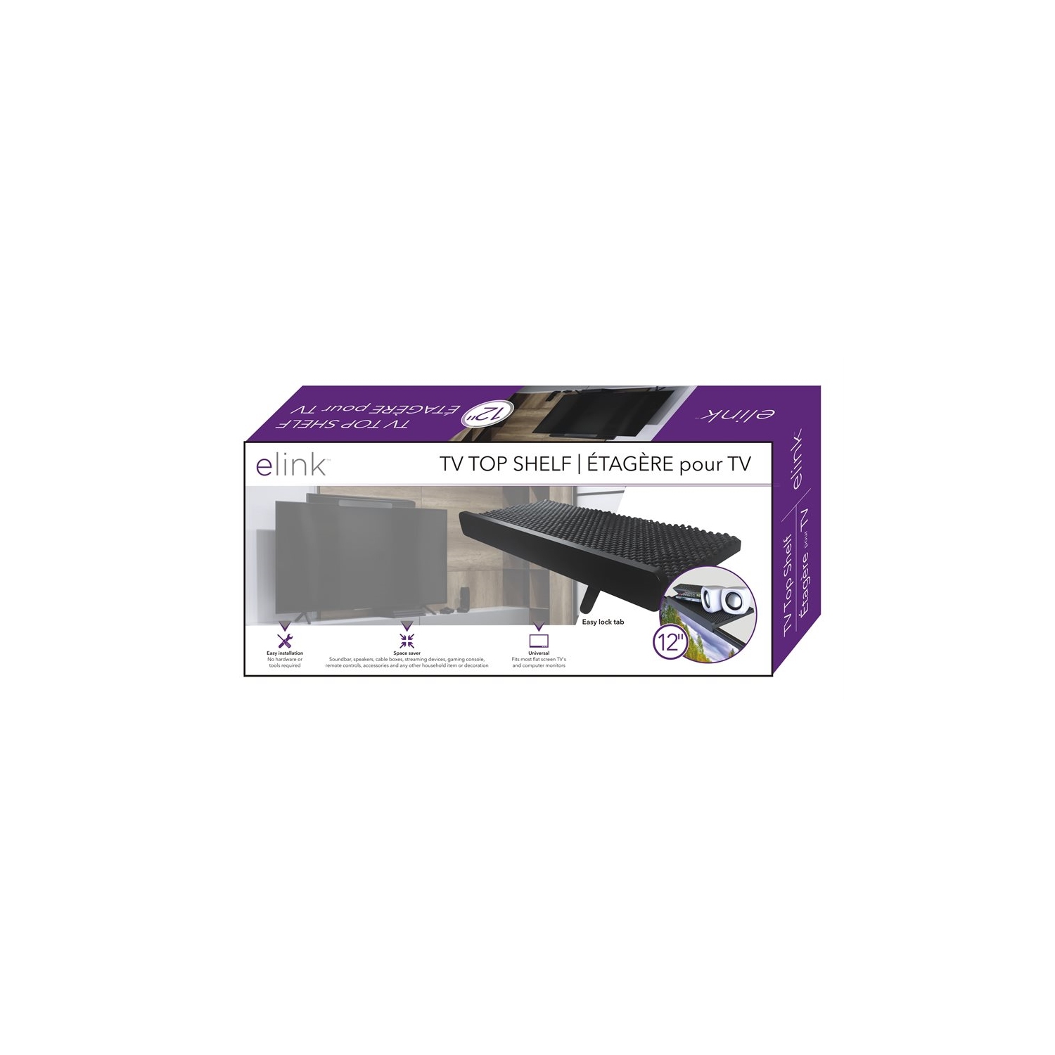 Elink CV533 - Universal TV Top Shelf, 12 '' Width, Black