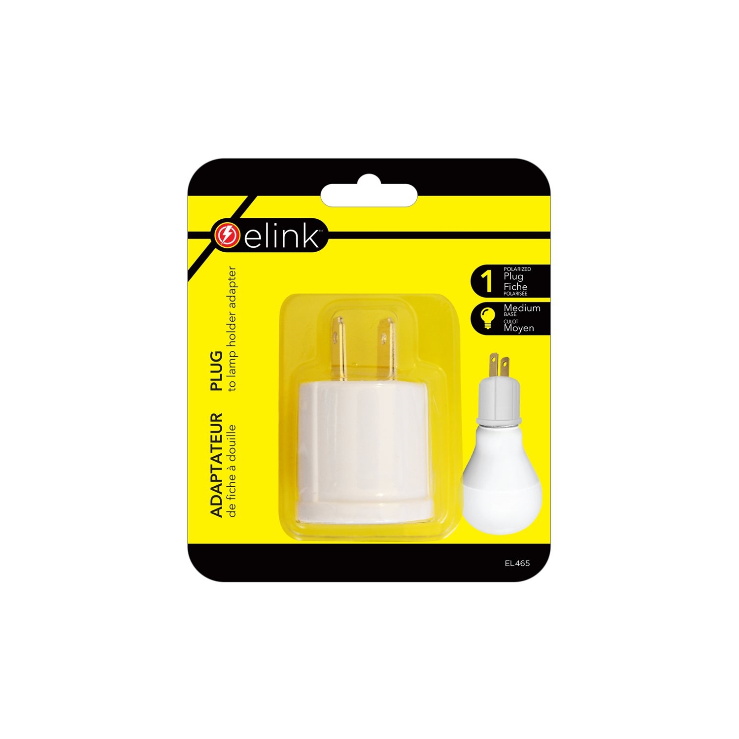 Elink EL465- Medium Base Light Bulb Plug Adapter, White
