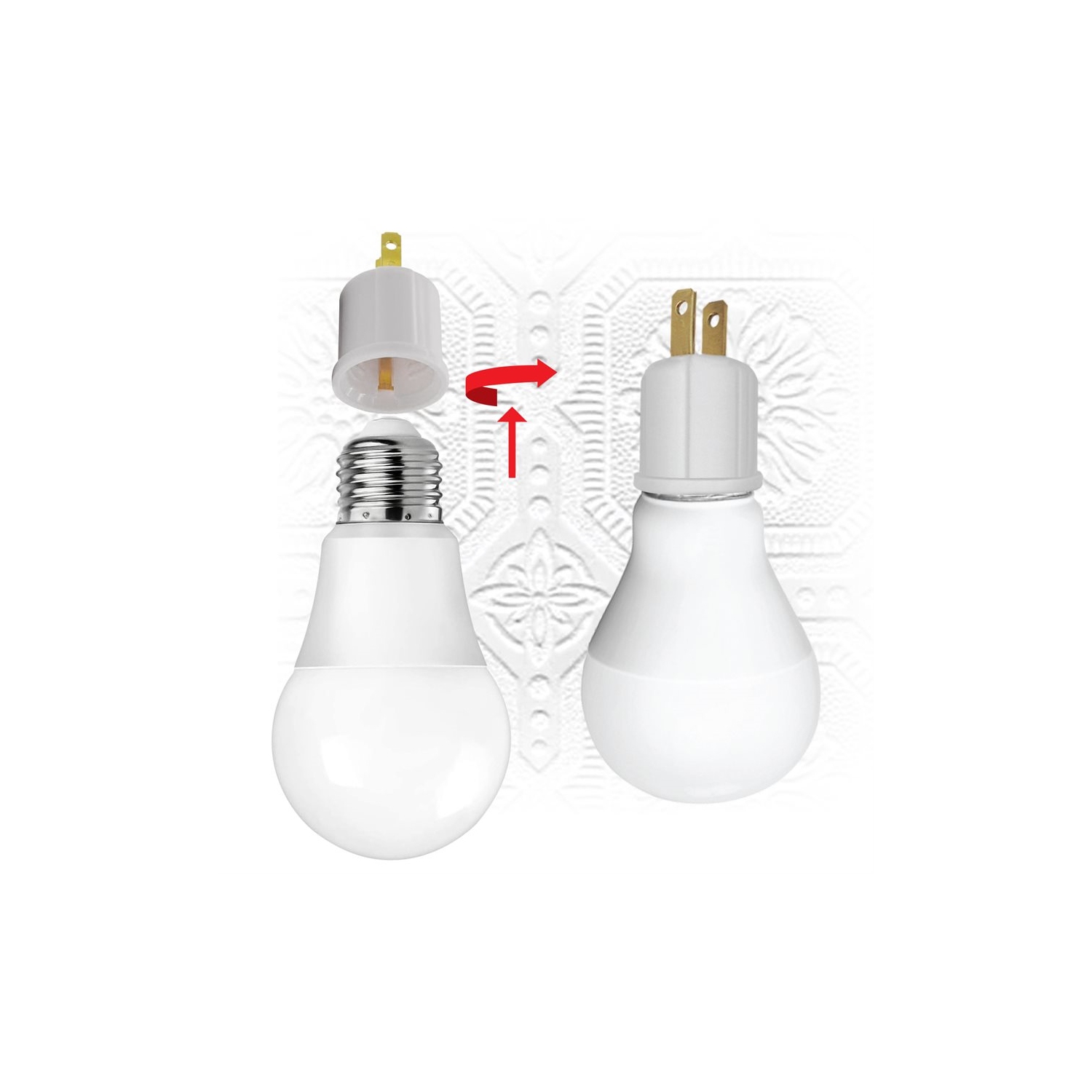 Elink EL465- Medium Base Light Bulb Plug Adapter, White