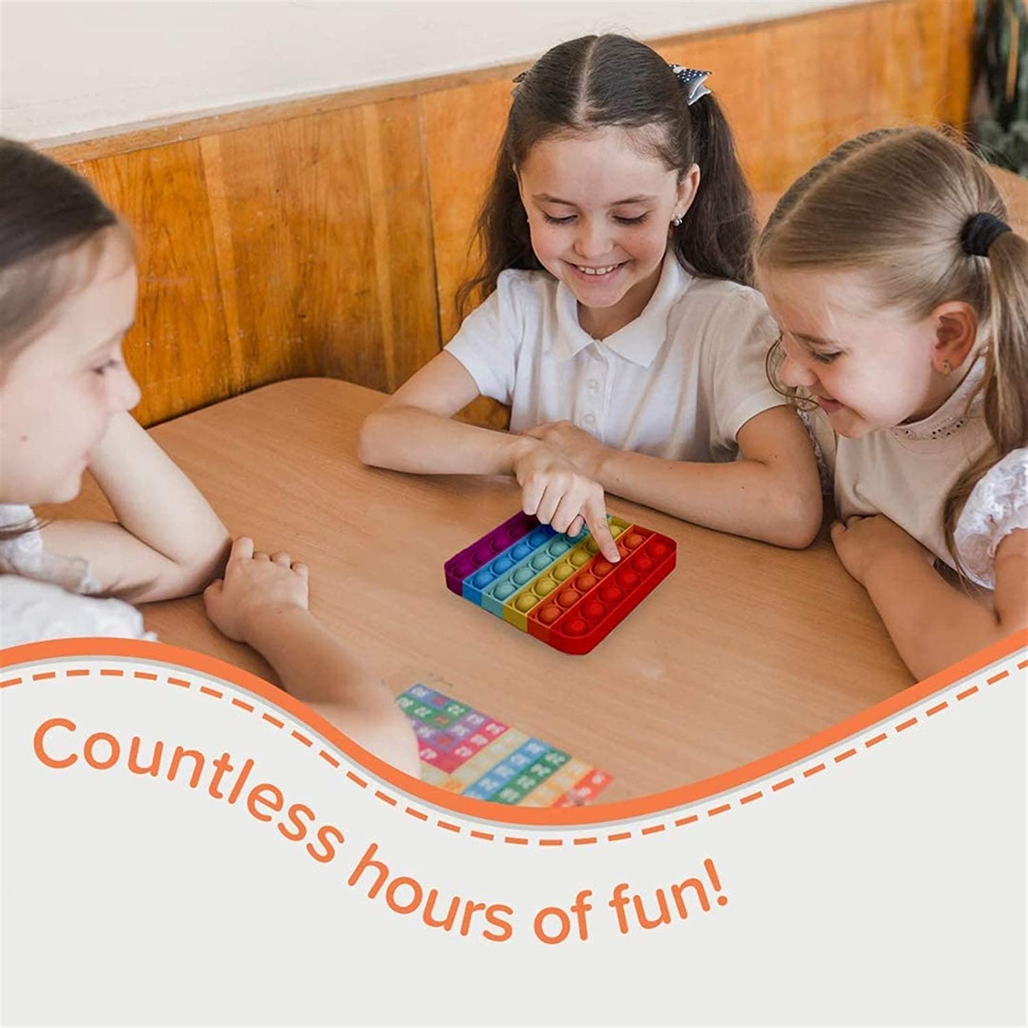 Rainbow Square Push Pop Bubble Fidget Toy [Sensory Kids Adults Anxiety Stress Relief]