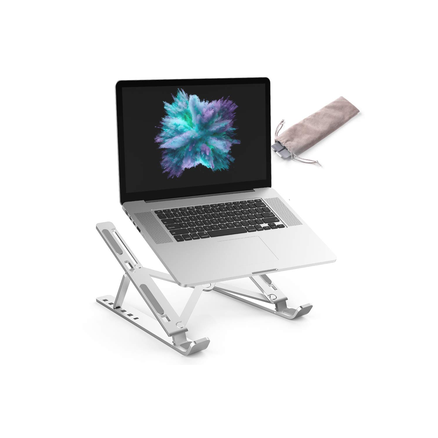 Tasshz Laptop Stand, Height Adjustable Computer Stand for 10-15.6 inch; iPads & Tablets (Silver)