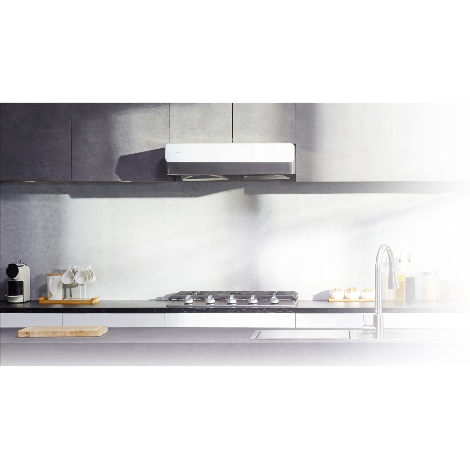 FOTILE Pixie Air UQG3002 30” Stainless Steel/Tempered Glass Under Cabinet Range Hood, 850 EQUIV. CFMs Kitchen Over Stove Exhaust Vent with LED Lights