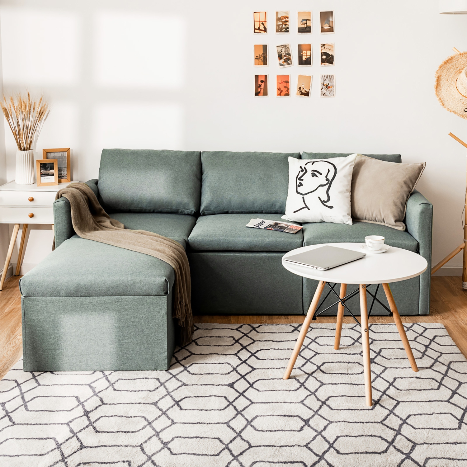 Costway Convertible Sectional Sofa L-Shaped Couch w/Reversible Chaise