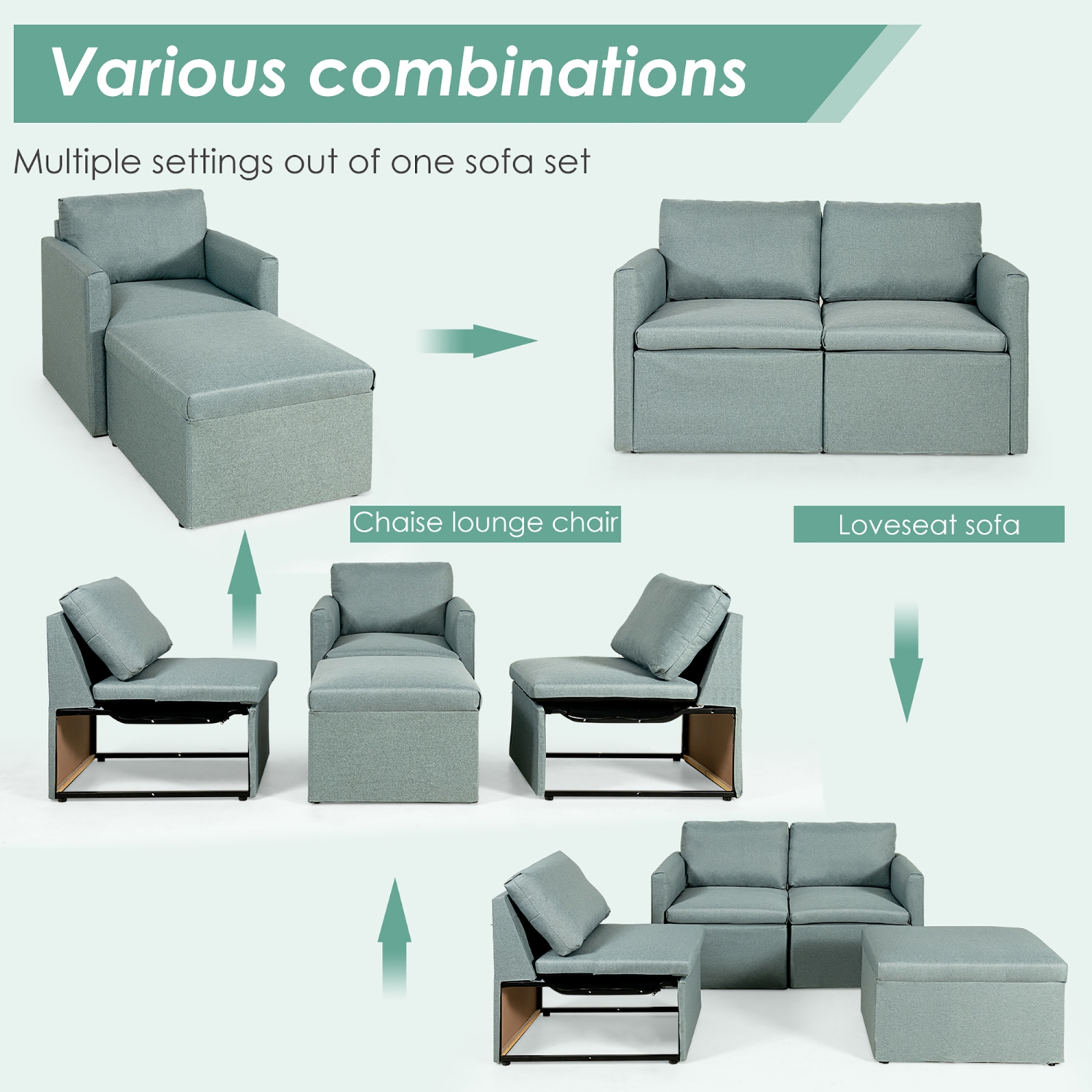 Costway Convertible Sectional Sofa L-Shaped Couch w/Reversible Chaise