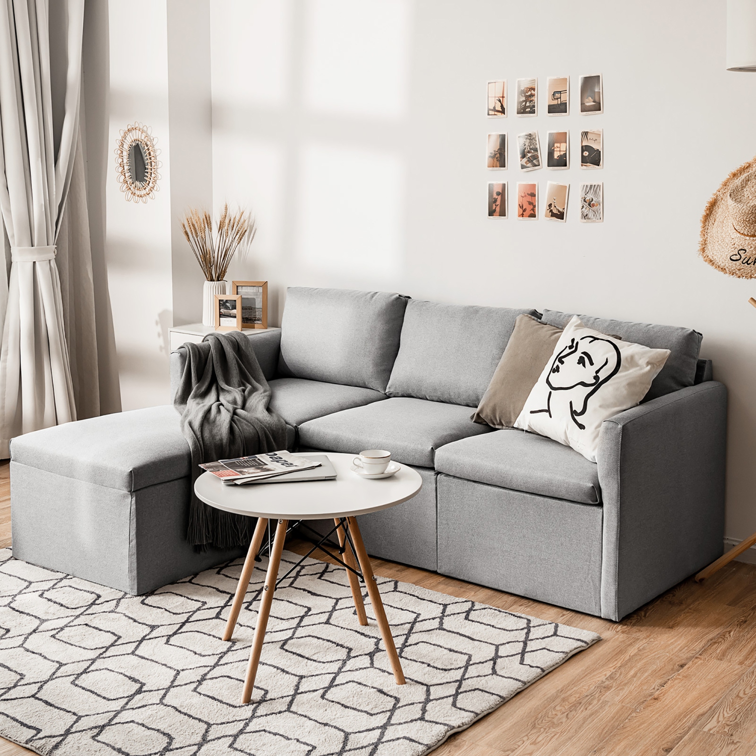 Costway Convertible Sectional Sofa L-Shaped Couch w/Reversible Chaise