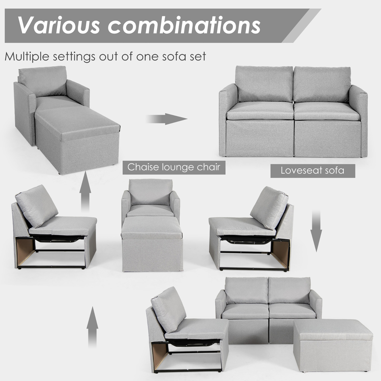 Costway Convertible Sectional Sofa L-Shaped Couch w/Reversible Chaise