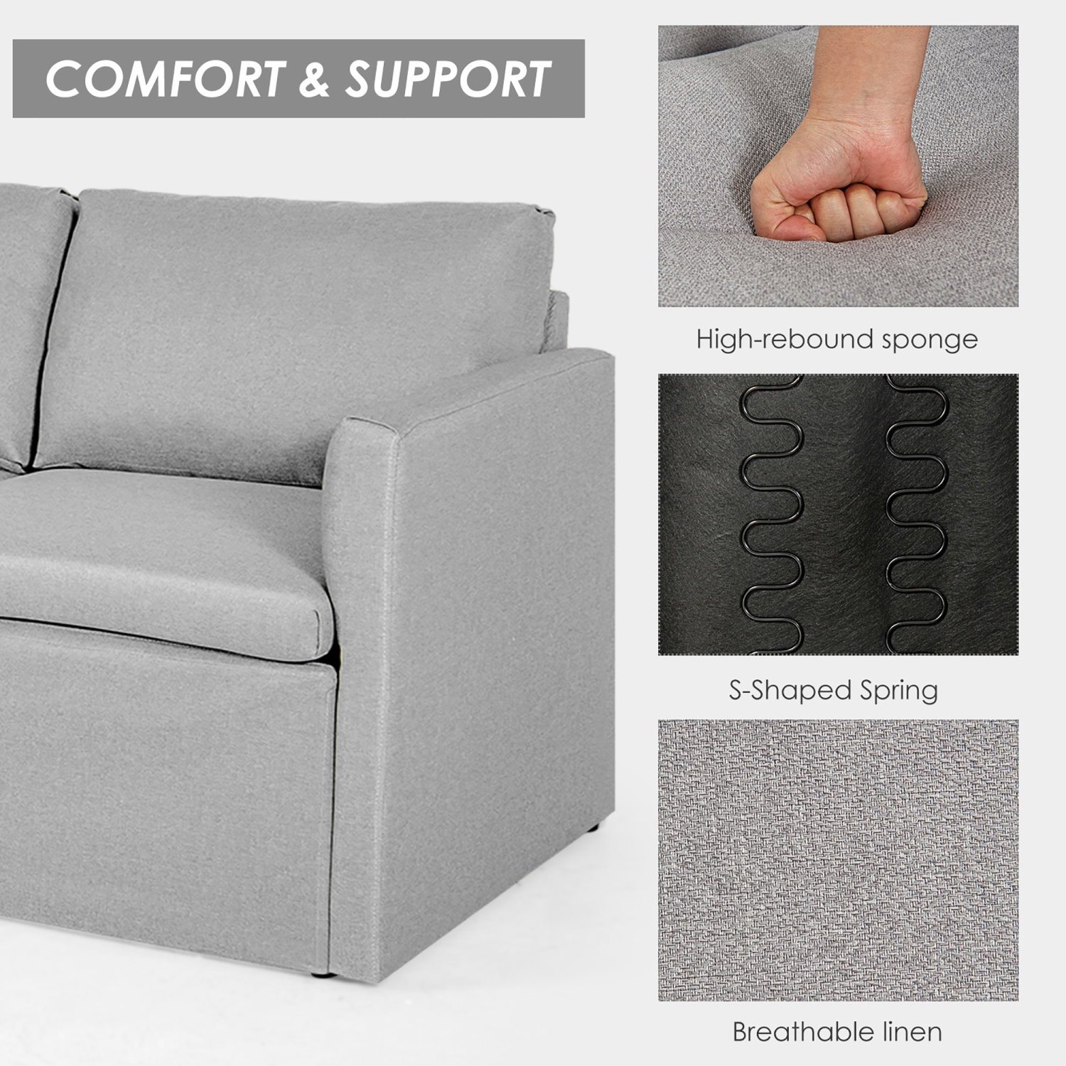 Costway Convertible Sectional Sofa L-Shaped Couch w/Reversible Chaise