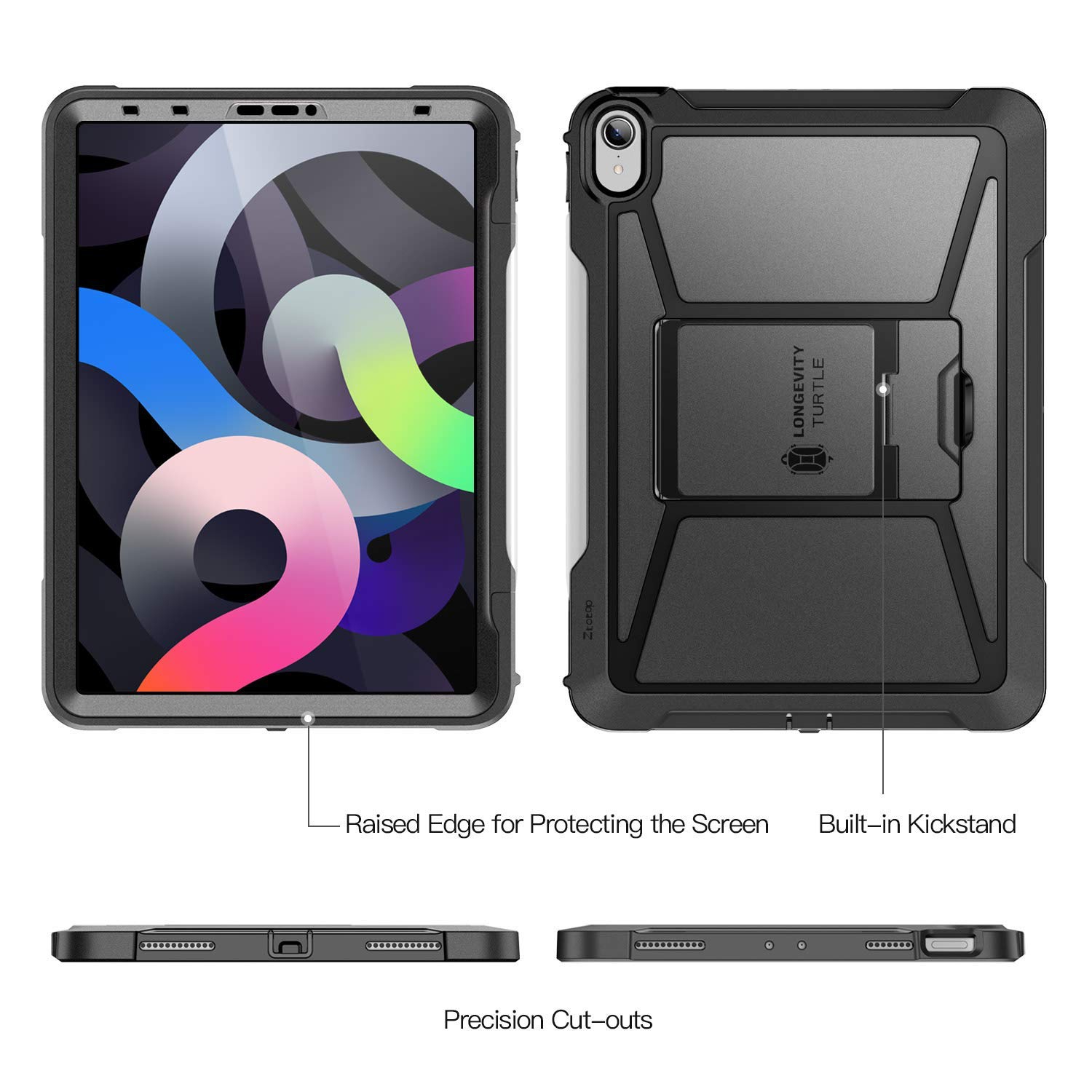 ZtotopCase for New iPad Air 4th Generation Case, Built-in Screen Protector, Dual Layer Shockproof Full Protective Cover with