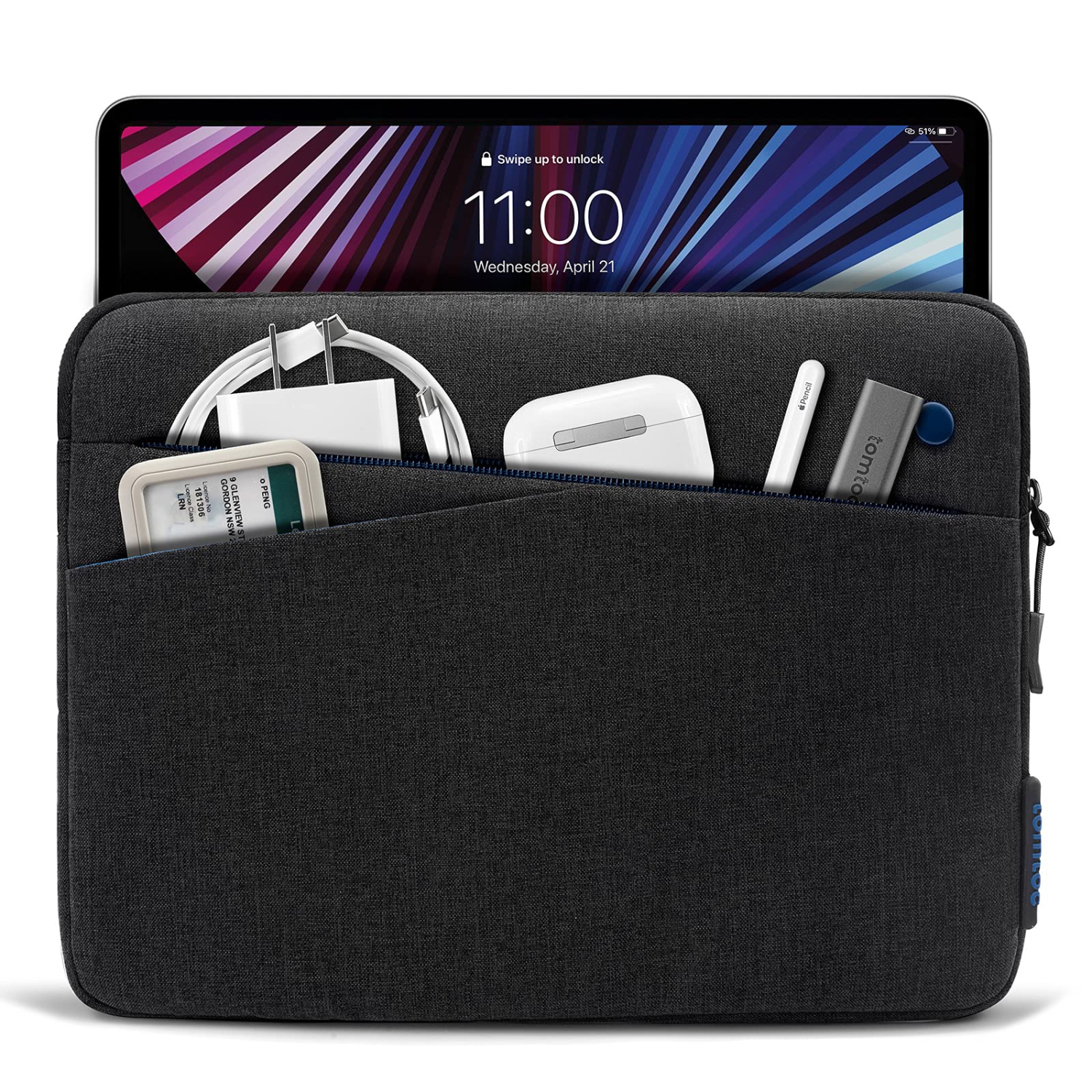 tomtoc Tablet Sleeve Bag for 11-inch New iPad Pro M1 5G 2021-2018/10.9-inch iPad Air 4/10.2-in iPad 8th/7th Gen/Su