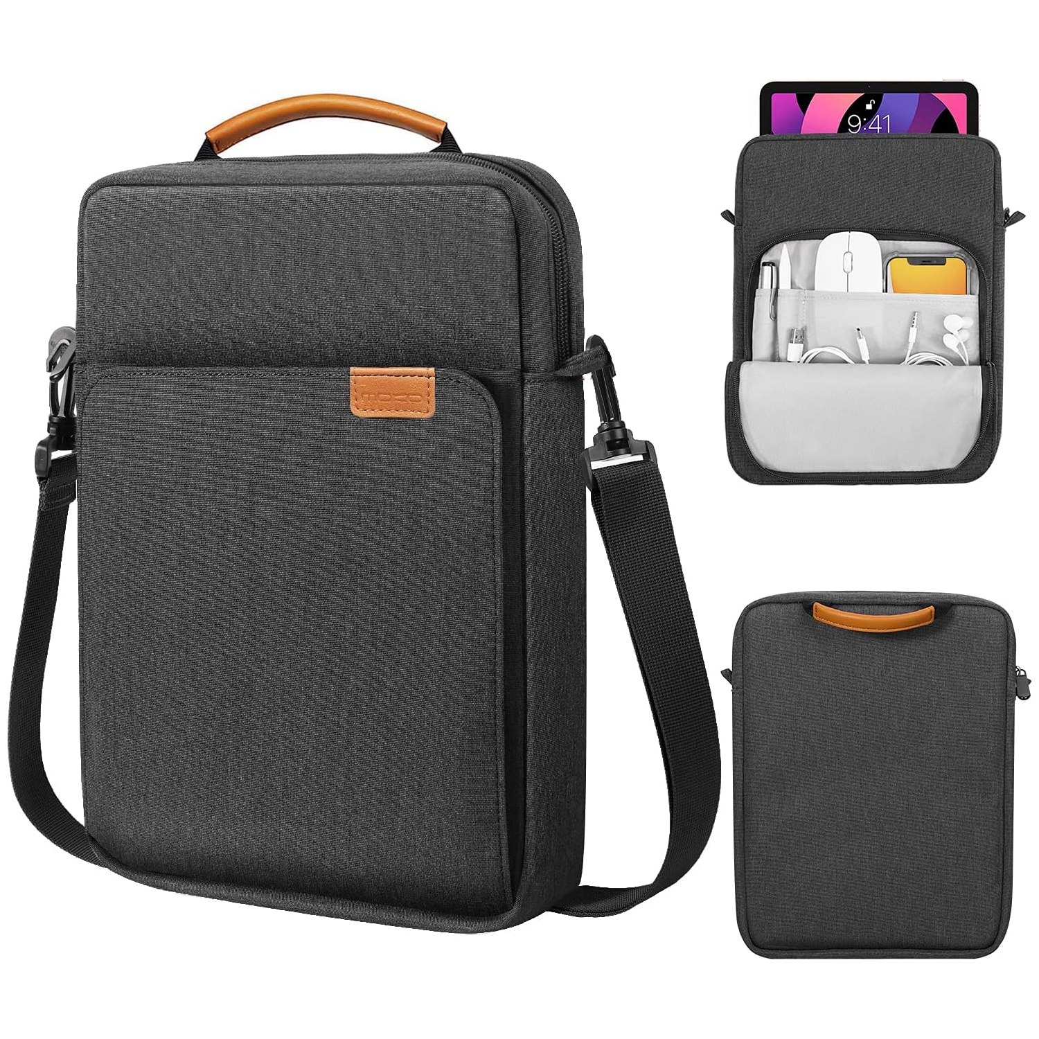 9-11 Inch Tablet Sleeve Bag Case with Handle & Shoulder Strap for 11-inch iPad Pro M4, iPad Air M2/5/4, iPad 10th/9/8/7th, iPad 10.2/10.9, Galaxy Tab