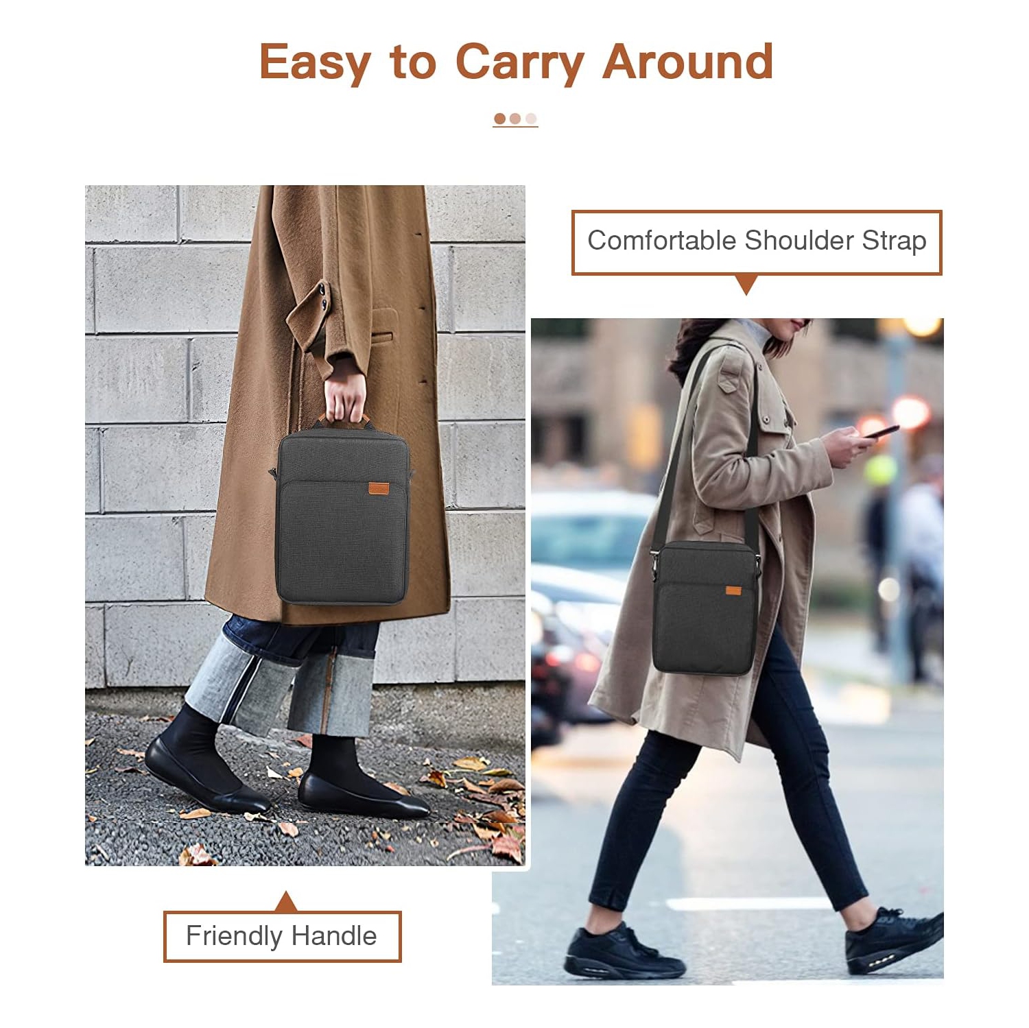 9-11 Inch Tablet Sleeve Bag Case with Handle & Shoulder Strap for 11-inch iPad Pro M4, iPad Air M2/5/4, iPad 10th/9/8/7th, iPad 10.2/10.9, Galaxy Tab