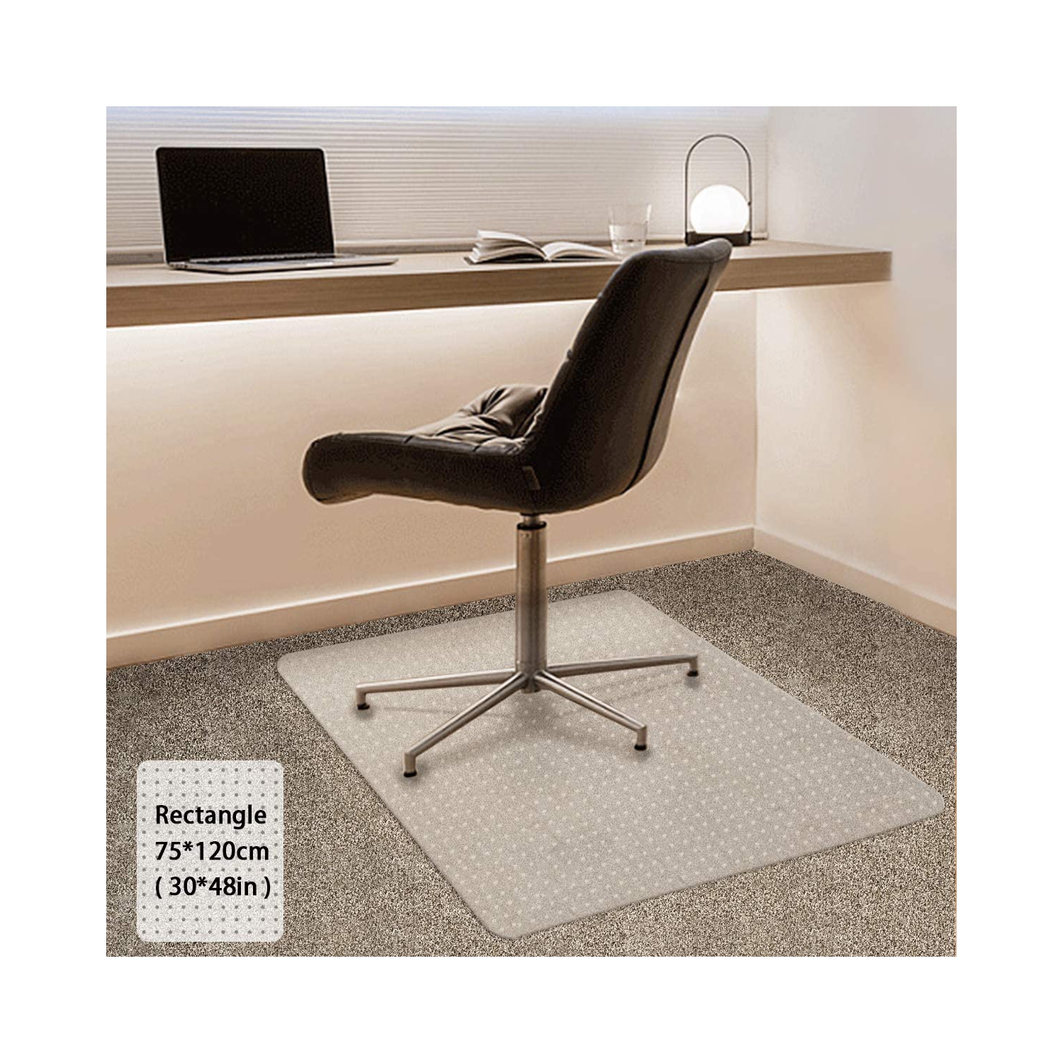 Tapis pour chaise de bureau pour tapis, protège-tapis, tapis rectangulaire transparent pour tapis, 75 x 120&nbsp;cm/30 x 48 po