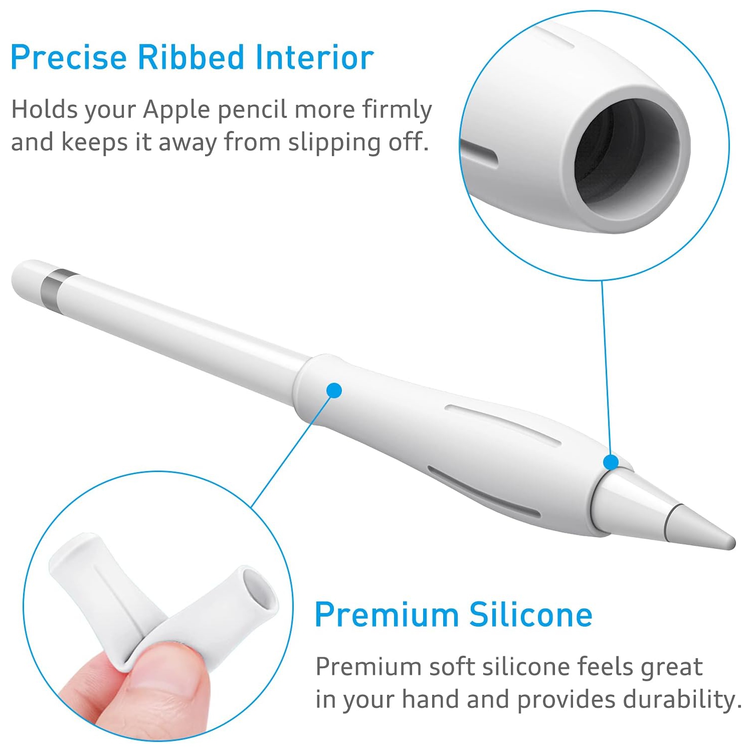 Fintie Silicone Grip Holder for Apple Pencil 1st 2nd Generation, Protective Skin Sleeve Case Accessories Compatible with Apple Pencil 1 2, iPad 10.2,