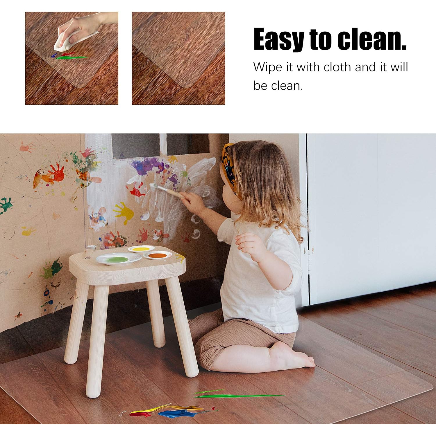 Kuyal – sous-chaise transparent, utilisation sur plancher dur, tapis protecteur transparent pour plancher maison 48 x 30 po