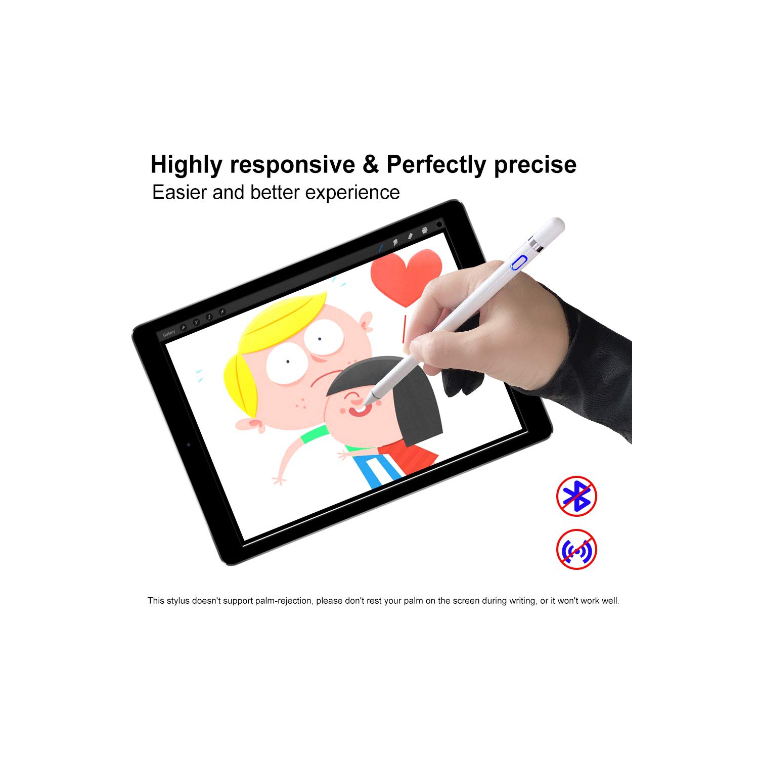 Stylet pour iPad, crayon iPad à pointe fine de 1,5 mm ABLEWE, rejet de la paume pour Apple iPad, stylet numérique rechargeable pour écran tactile